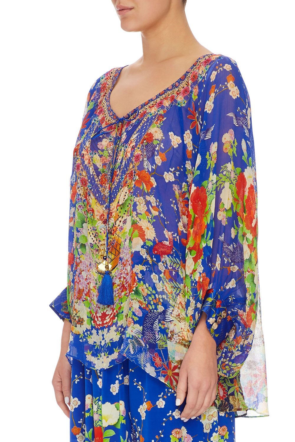 CAMILLA RAGLAN SLEEVE BLOUSE W/ CUFF PLAYING KOI
