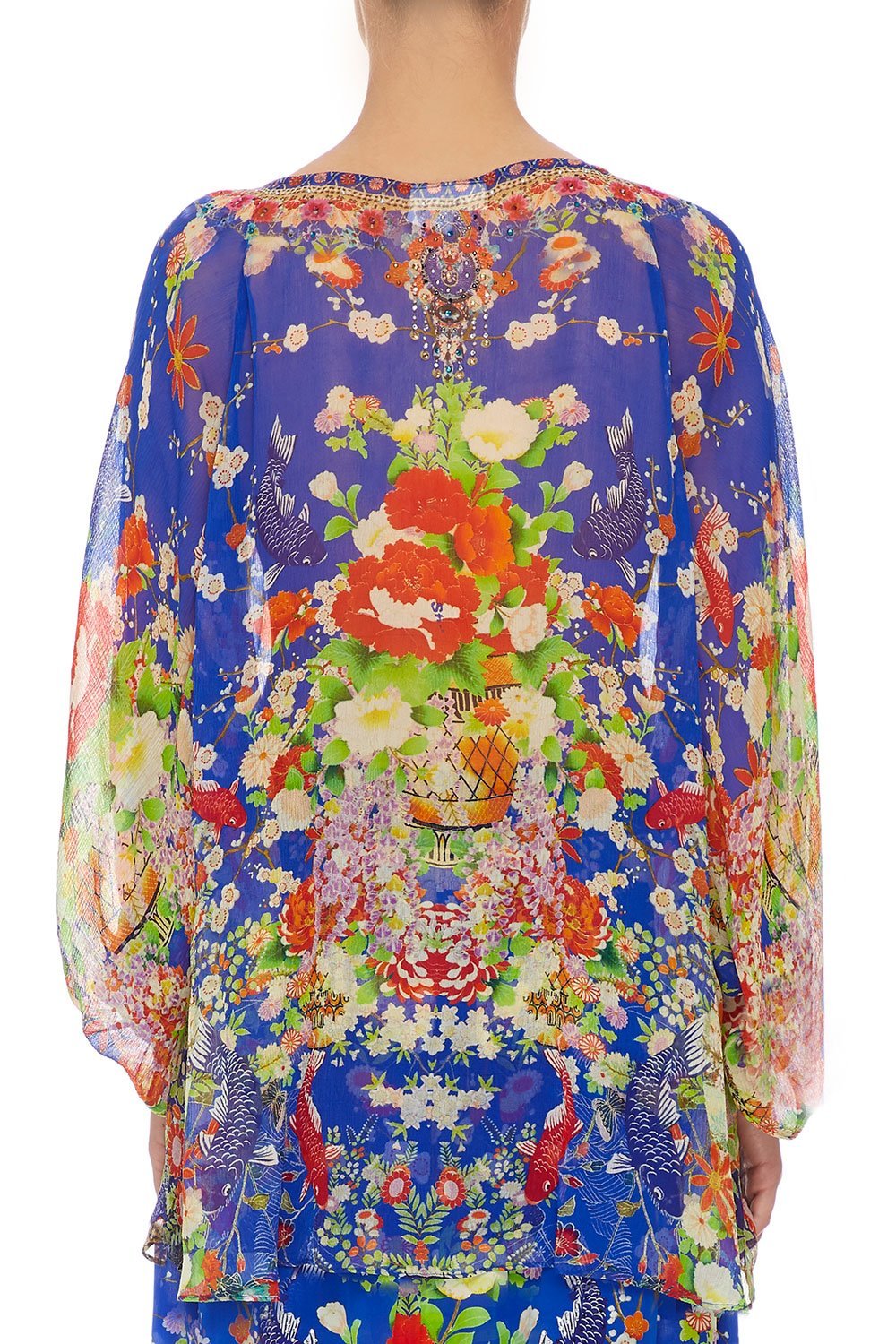 CAMILLA RAGLAN SLEEVE BLOUSE W/ CUFF PLAYING KOI