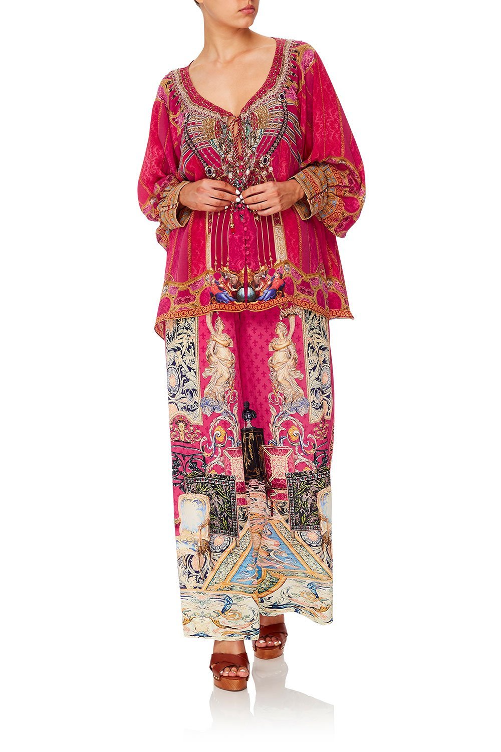 CAMILLA RAGLAN SLEEVE BUTTON UP TOP LOUNGE HOUR