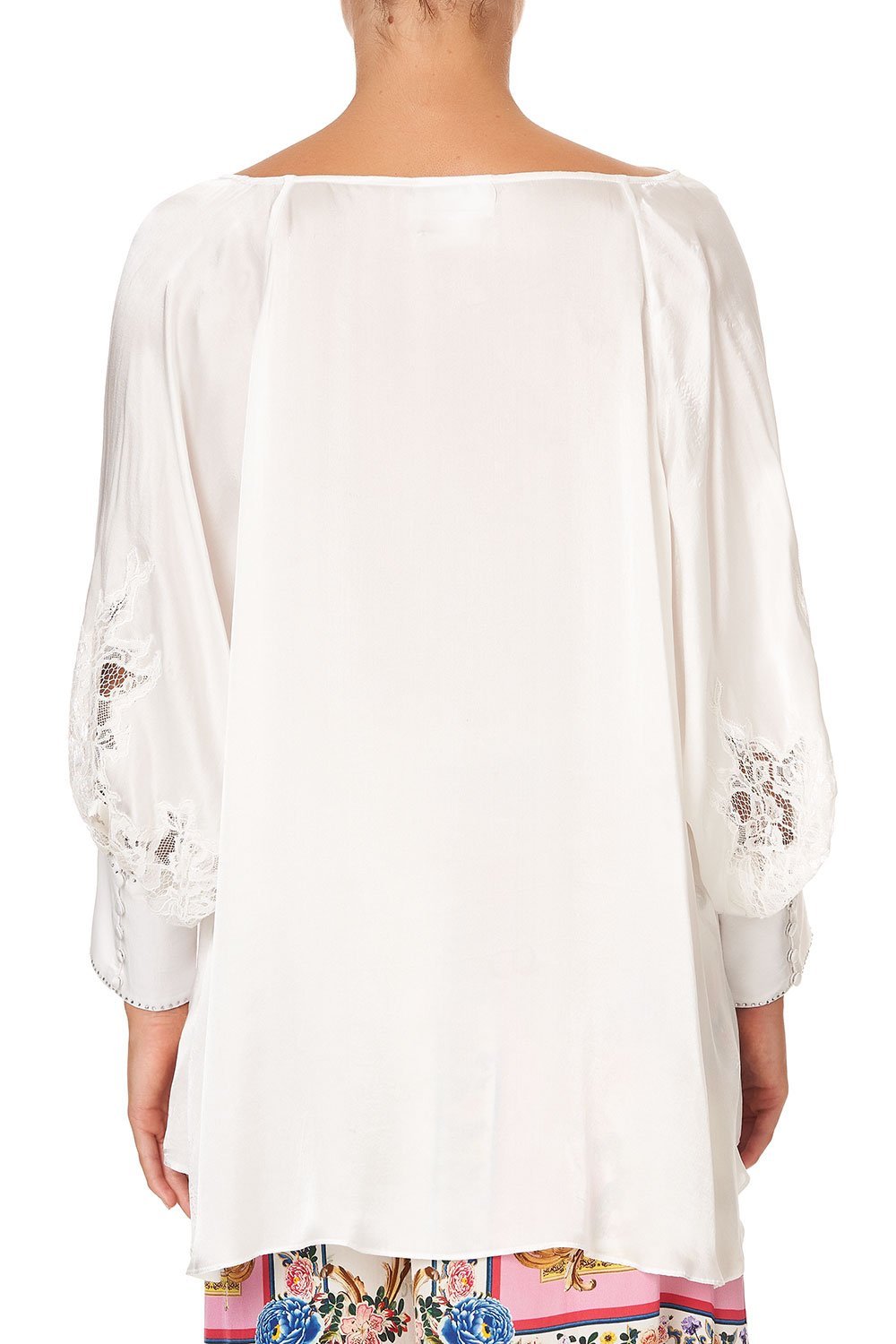 RAGLAN SLEEVE BUTTON UP TOP SOLID CREAM