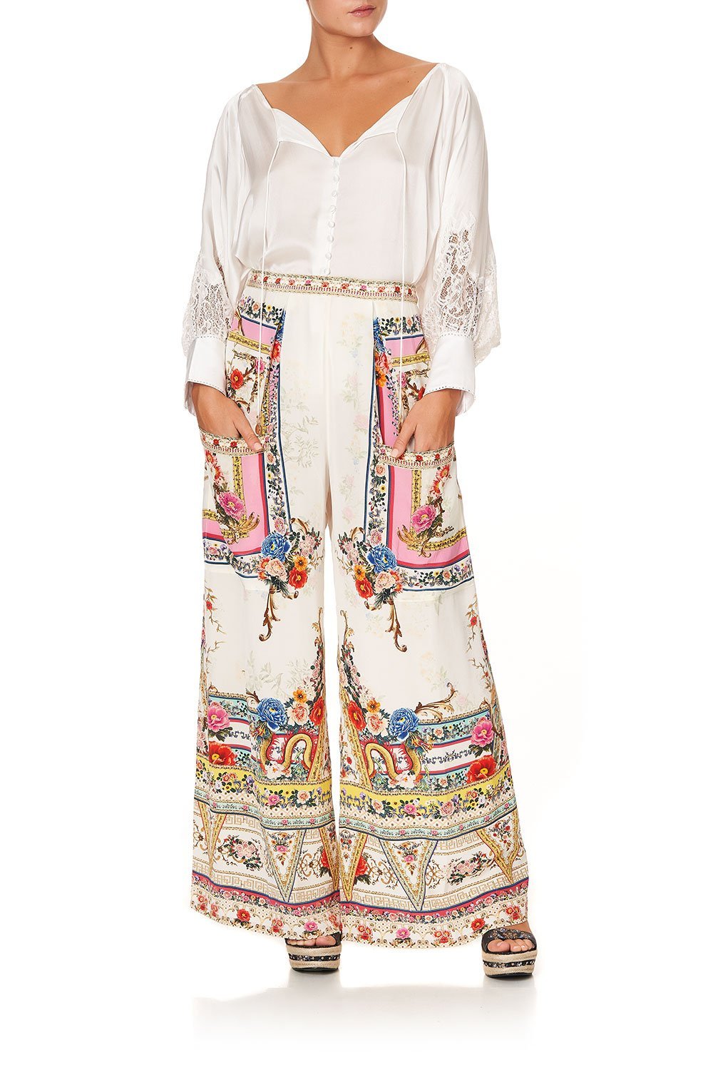 RAGLAN SLEEVE BUTTON UP TOP SOLID CREAM