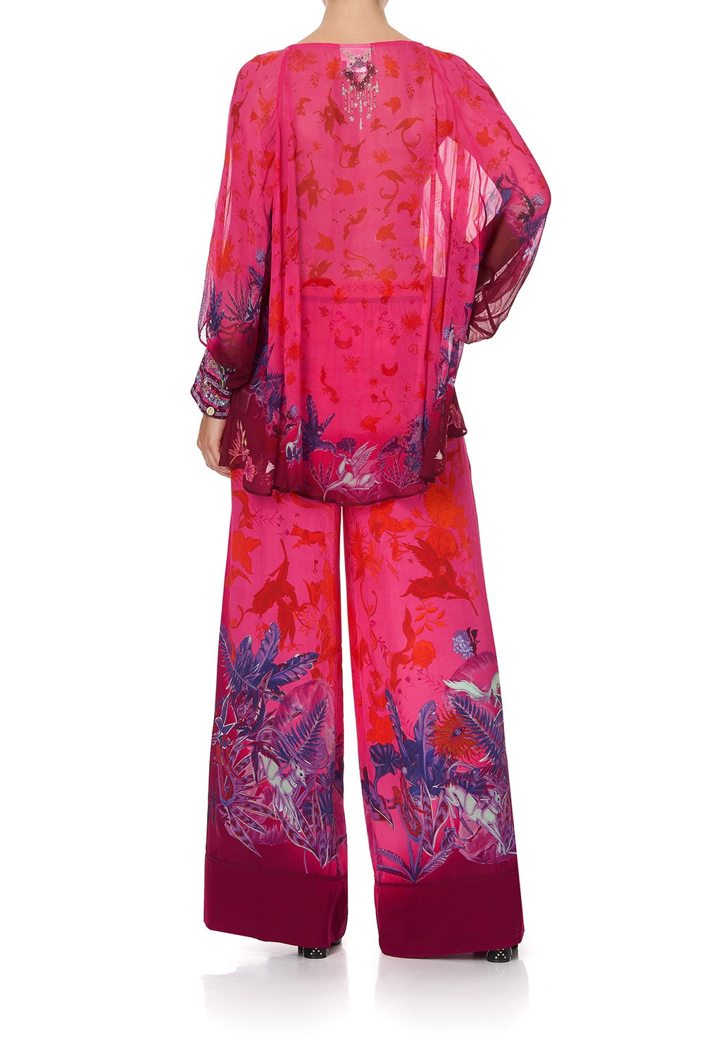 RAGLAN SLEEVE BUTTON UP TOP TROPIC OF NEON