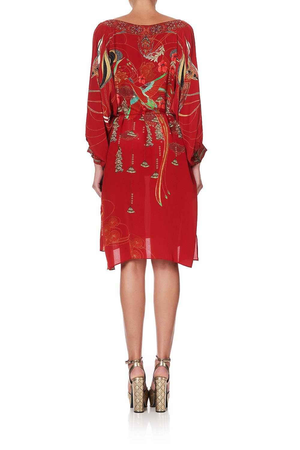 RAGLAN SLEEVE TIE FRONT DRESS FORBIDDEN FRUIT