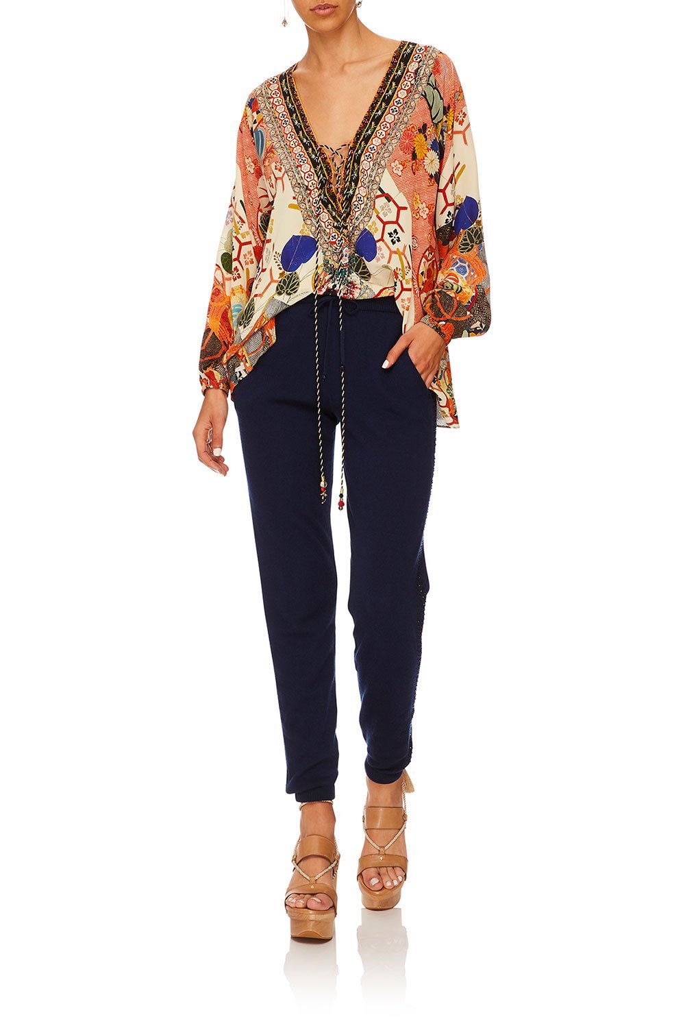 CAMILLA KISSING THE SUN LACE UP SHIRT