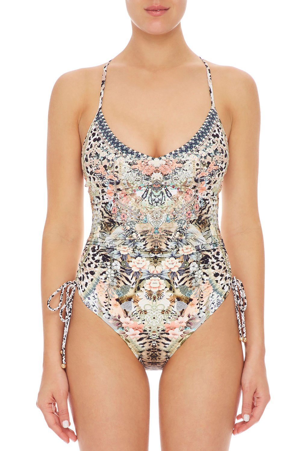 CAMILLA ROUCHED SIDE V-NECK ONE PIECE MOTO MAIKO