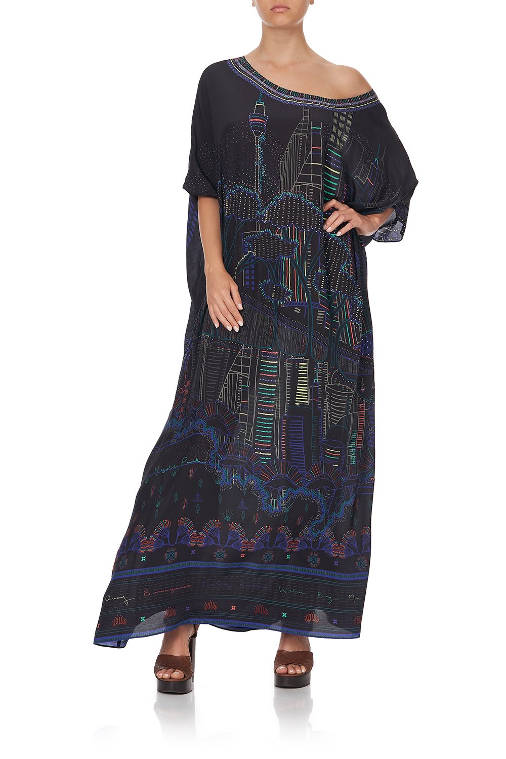 ROUND NECK KAFTAN NOCTURNAL NEONS