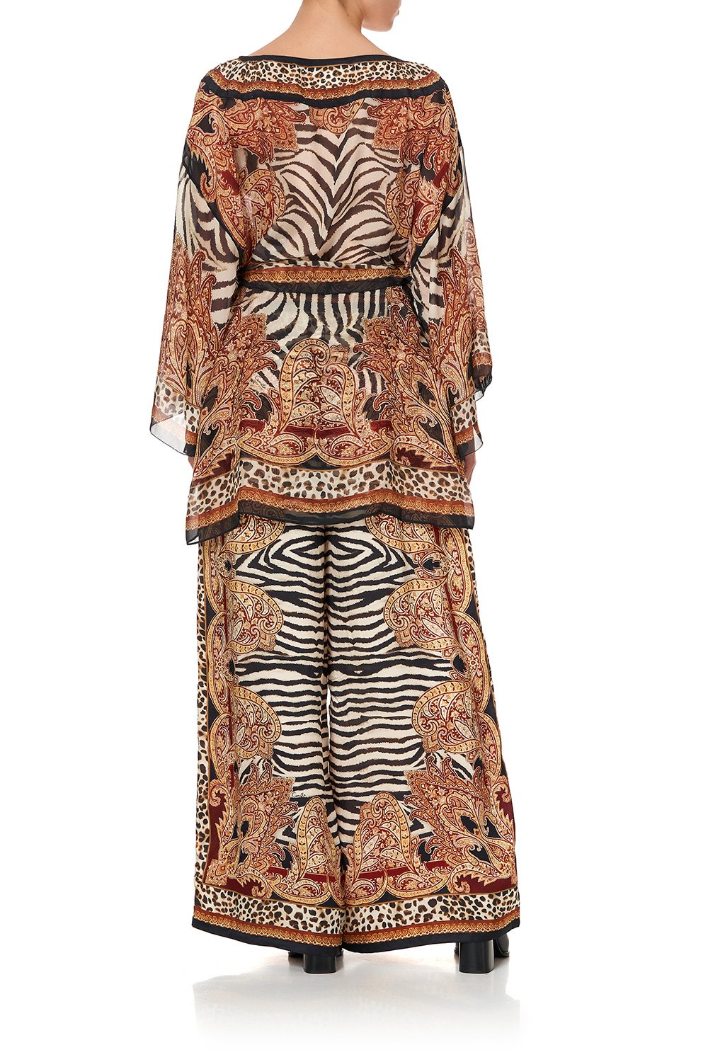 ROUND NECK TOP WITH BELT WILD FIRE