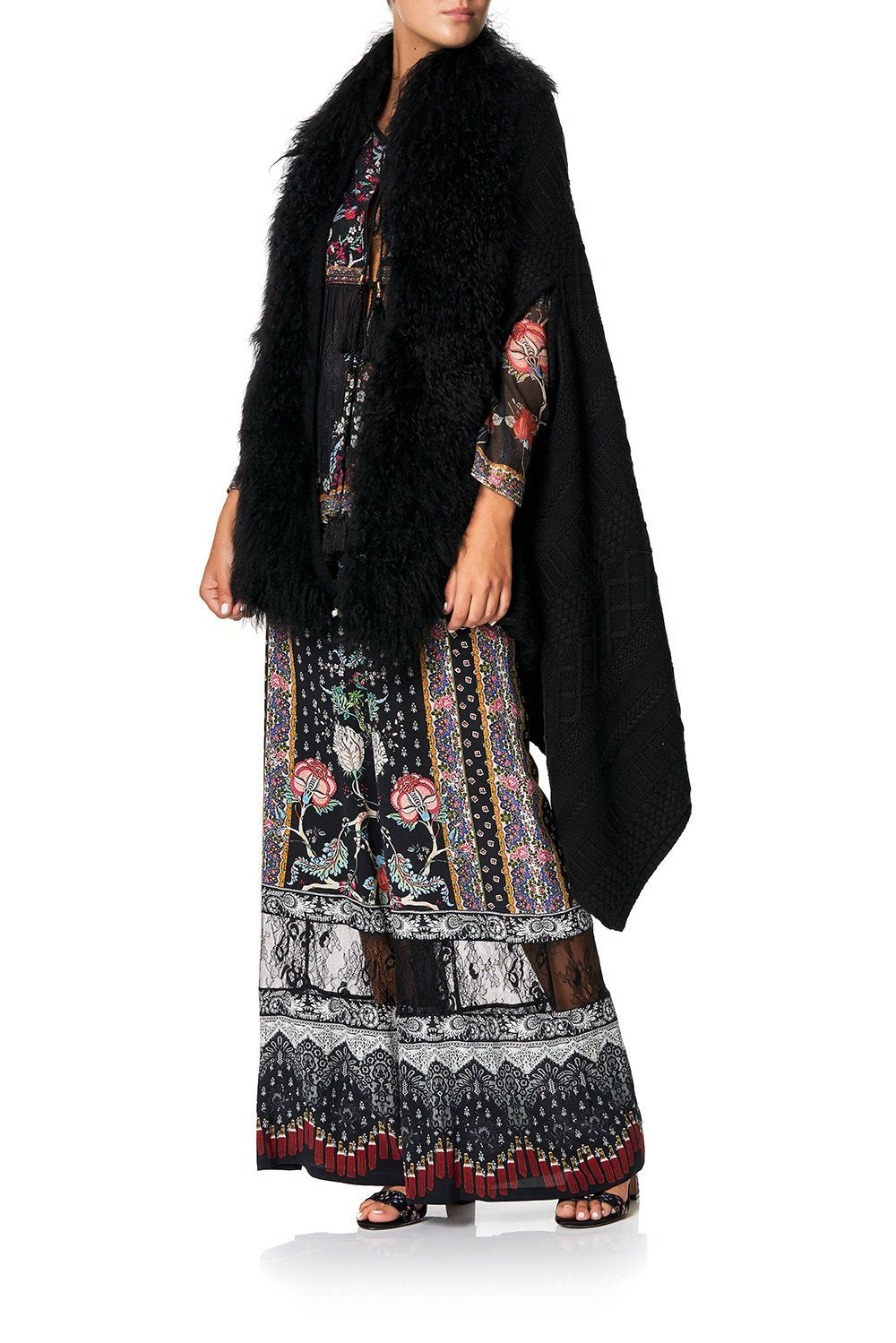 CAMILLA SHEARLING CAPE WITH LINING HAUTE PROVINCIAL