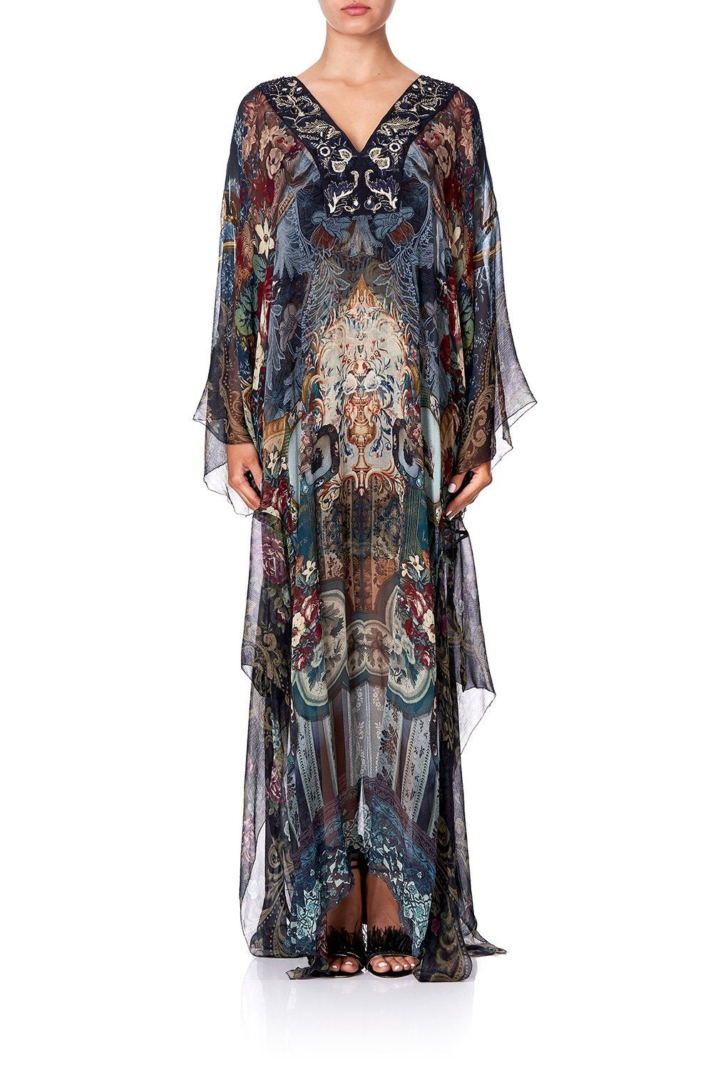 SHEER KAFTAN WITH TIE AND SLIP HOTEL BOHEME