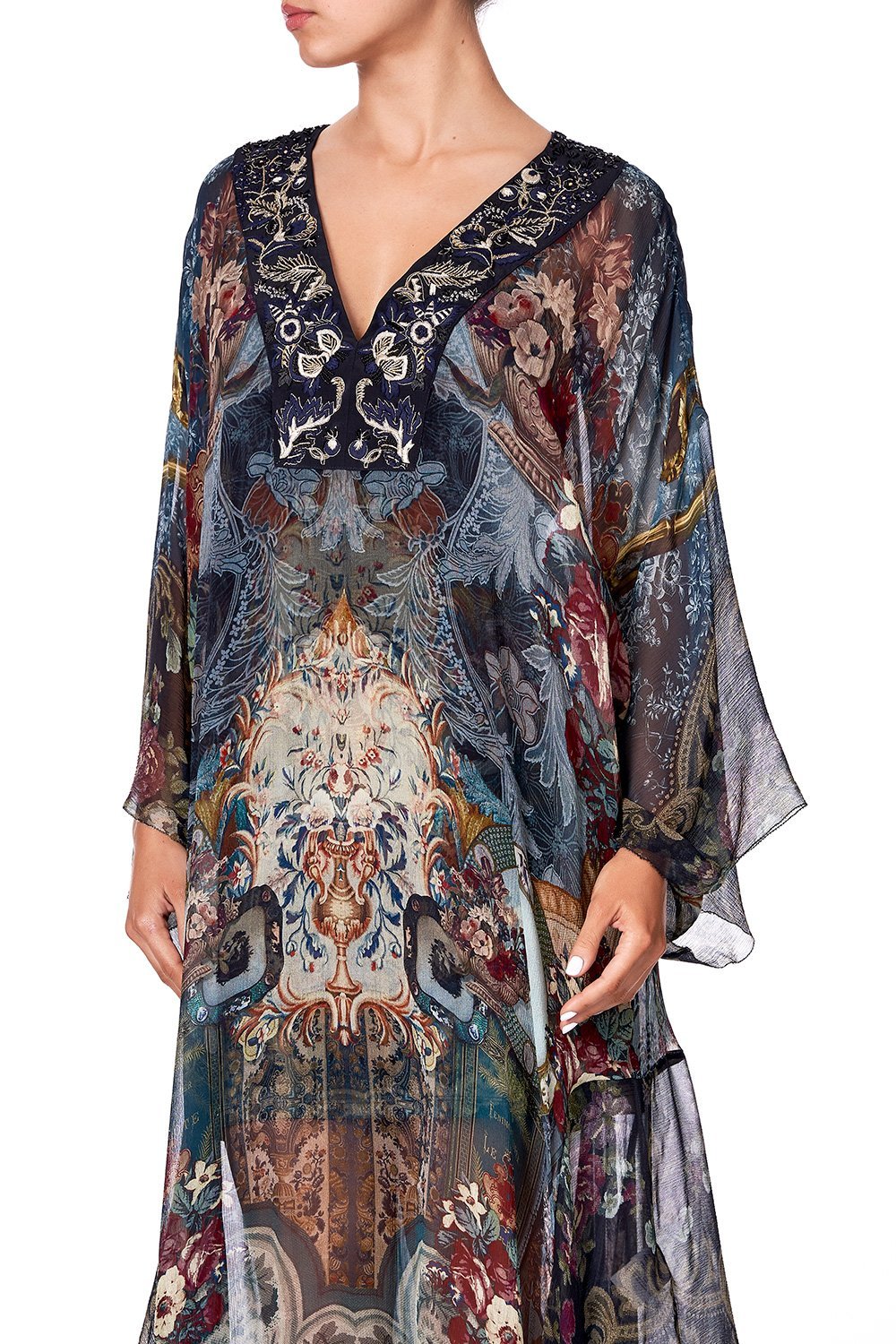 SHEER KAFTAN WITH TIE AND SLIP HOTEL BOHEME