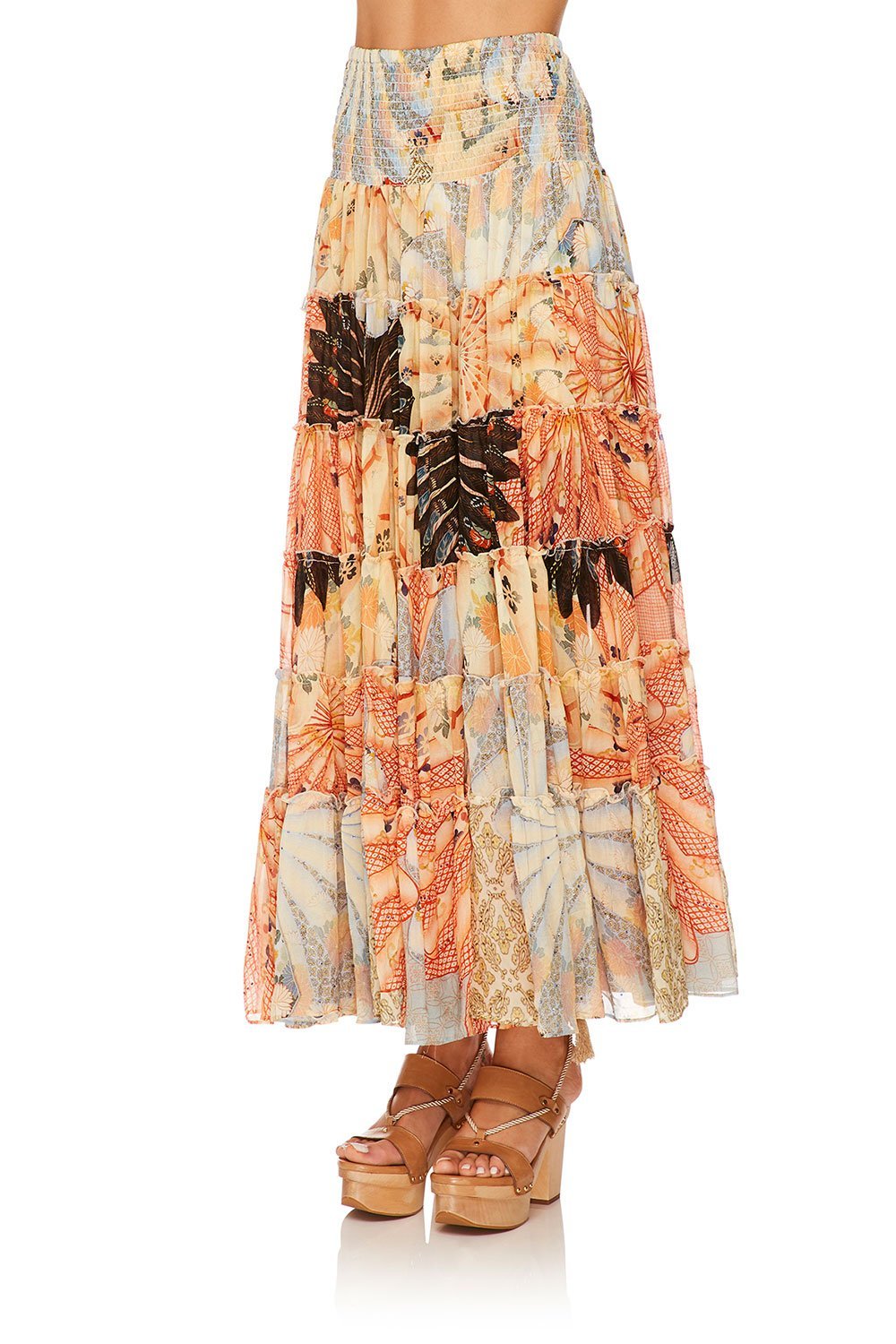 CAMILLA FOR THE FANS SHEER TIERED CIRCLE SKIRT