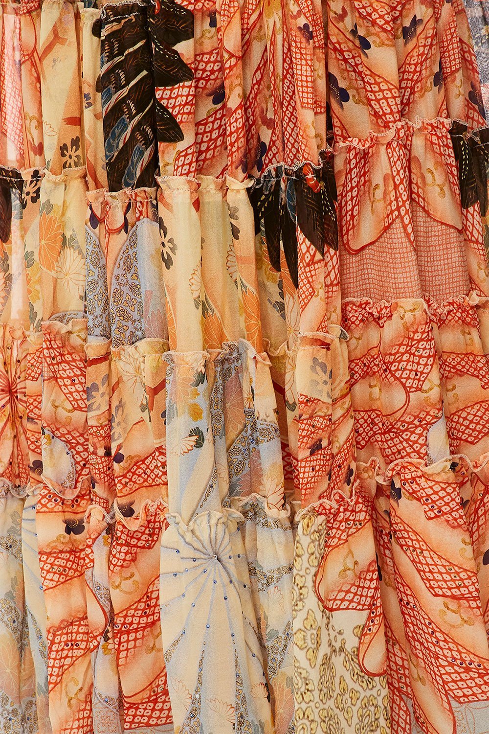 CAMILLA FOR THE FANS SHEER TIERED CIRCLE SKIRT