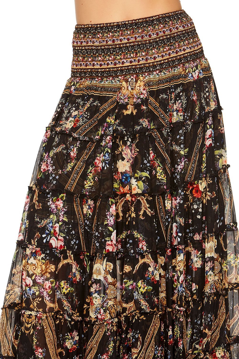 SHEER TIERED CIRCLE SKIRT FRIEND IN FLORA