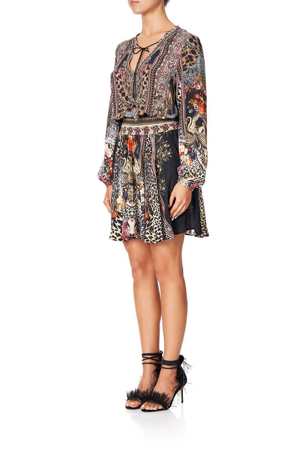 CAMILLA SHIRRED RELAXED SHORT DRESS MARAIS AT MIDNIGHT