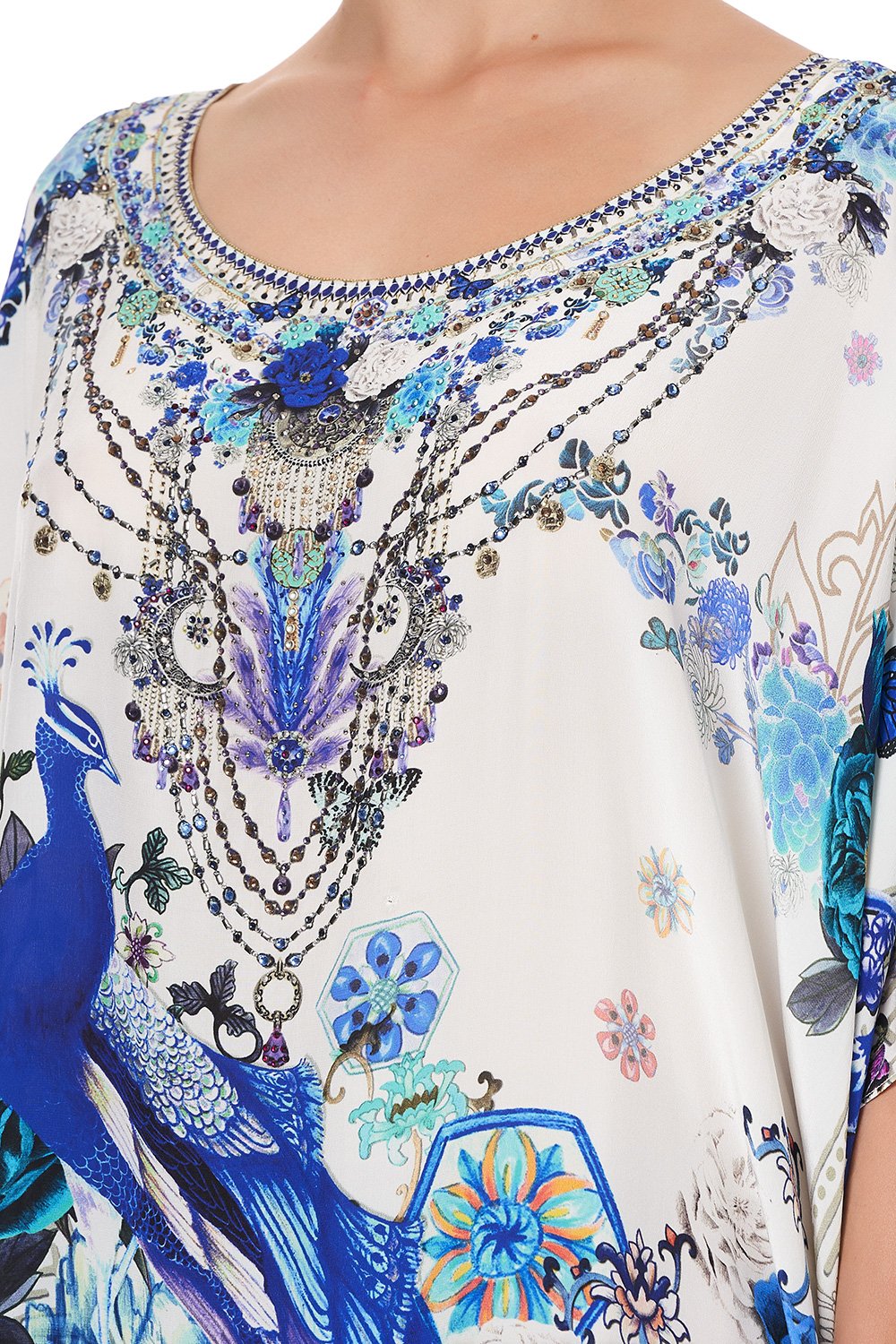 SHORT ROUND NECK KAFTAN WHITE SIDE OF THE MOON