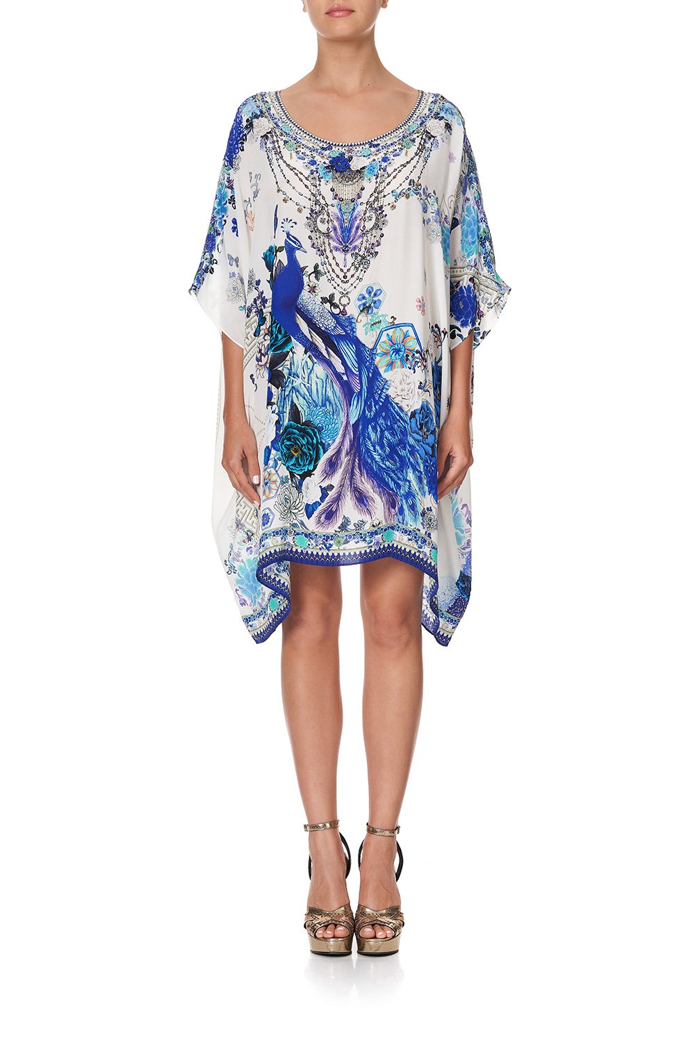 SHORT ROUND NECK KAFTAN WHITE SIDE OF THE MOON