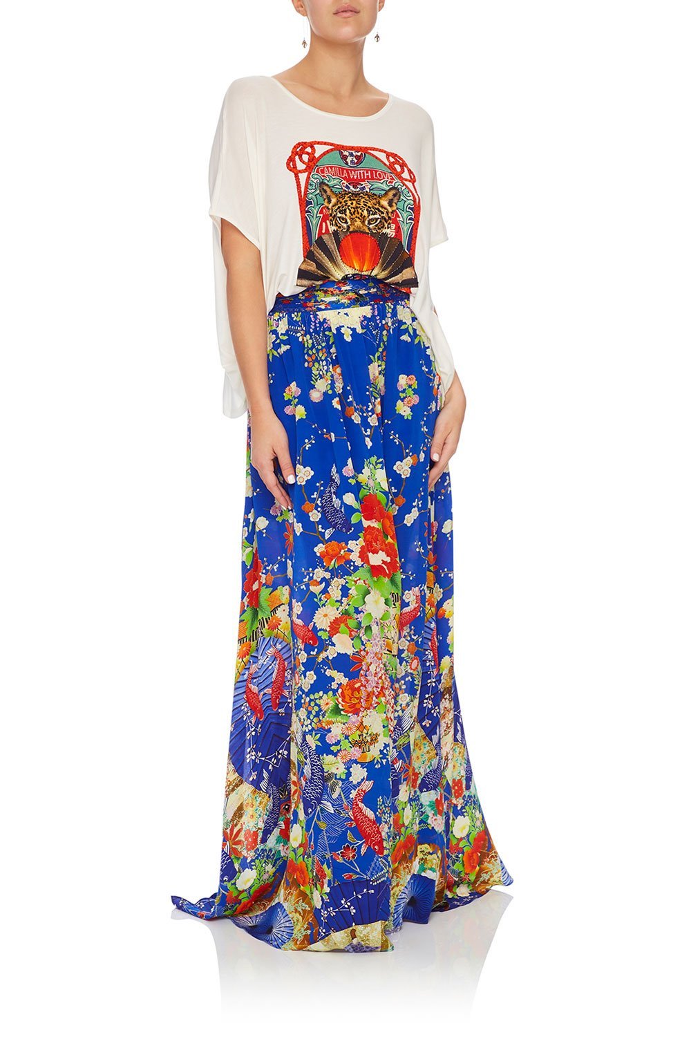 CAMILLA SKIRT W/ PINTUCK WAISTBAND PLAYING KOI