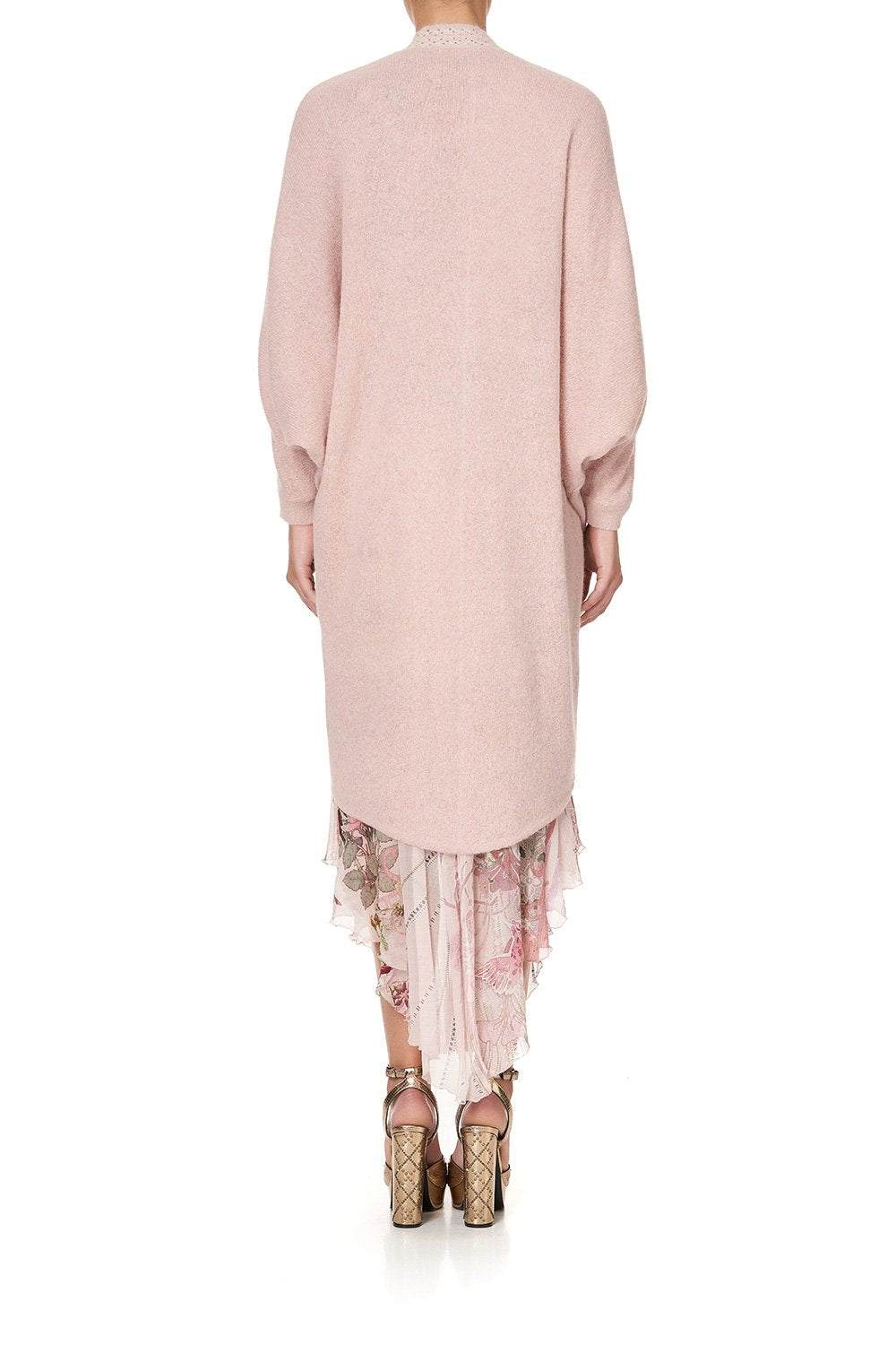 SOFT KNIT PONCHO WITH EMBROIDERY PINK ISTENANYA