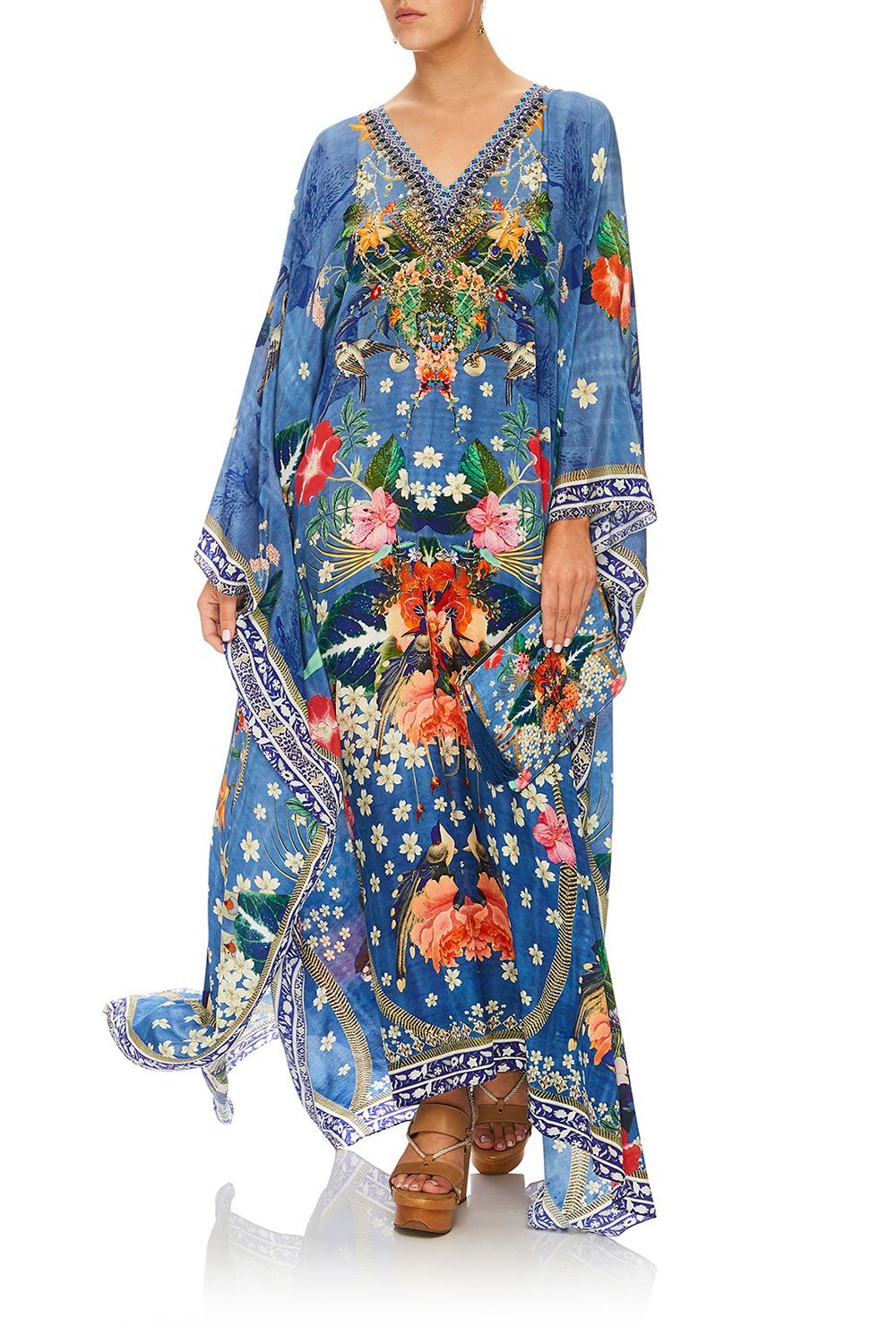 CAMILLA FARAWAY FLORALS SPLIT FRONT AND SLEEVE KAFTAN