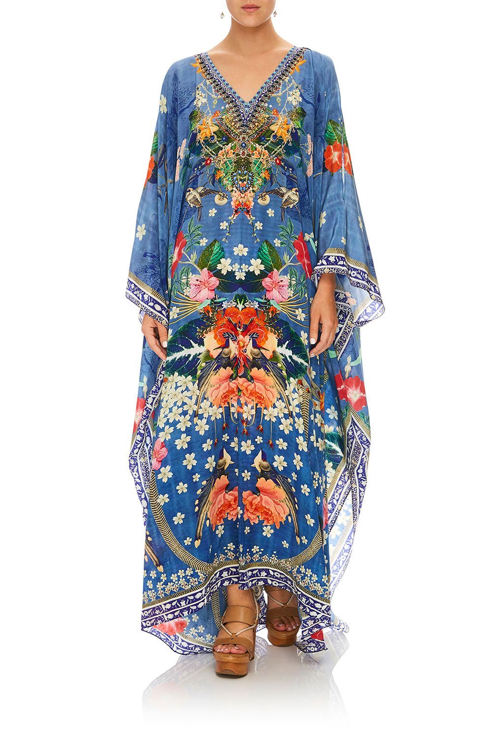 CAMILLA FARAWAY FLORALS SPLIT FRONT AND SLEEVE KAFTAN