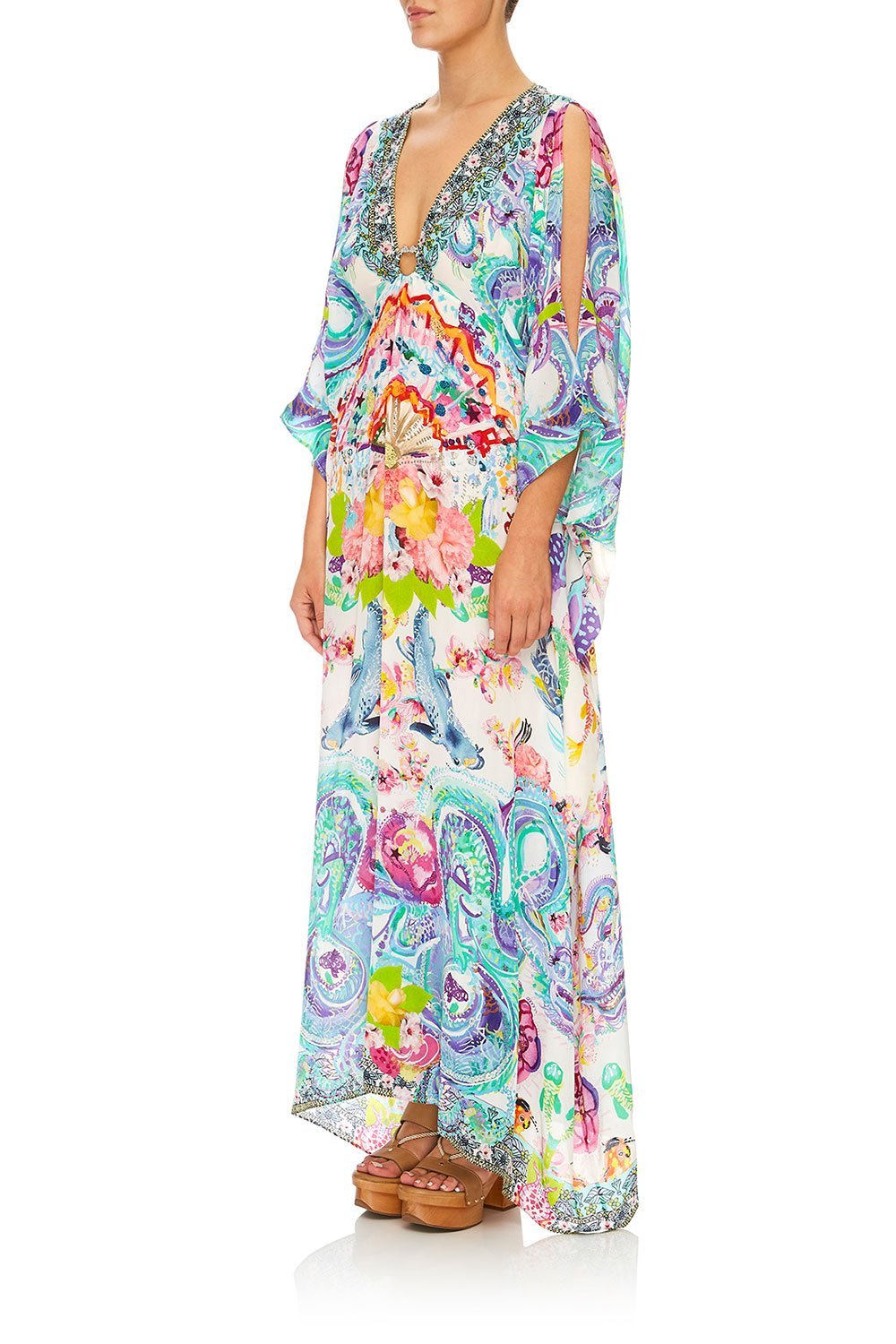 CAMILLA DRAGON DIVINITY SPLIT SLEEVE KAFTAN W/ HARDWARE