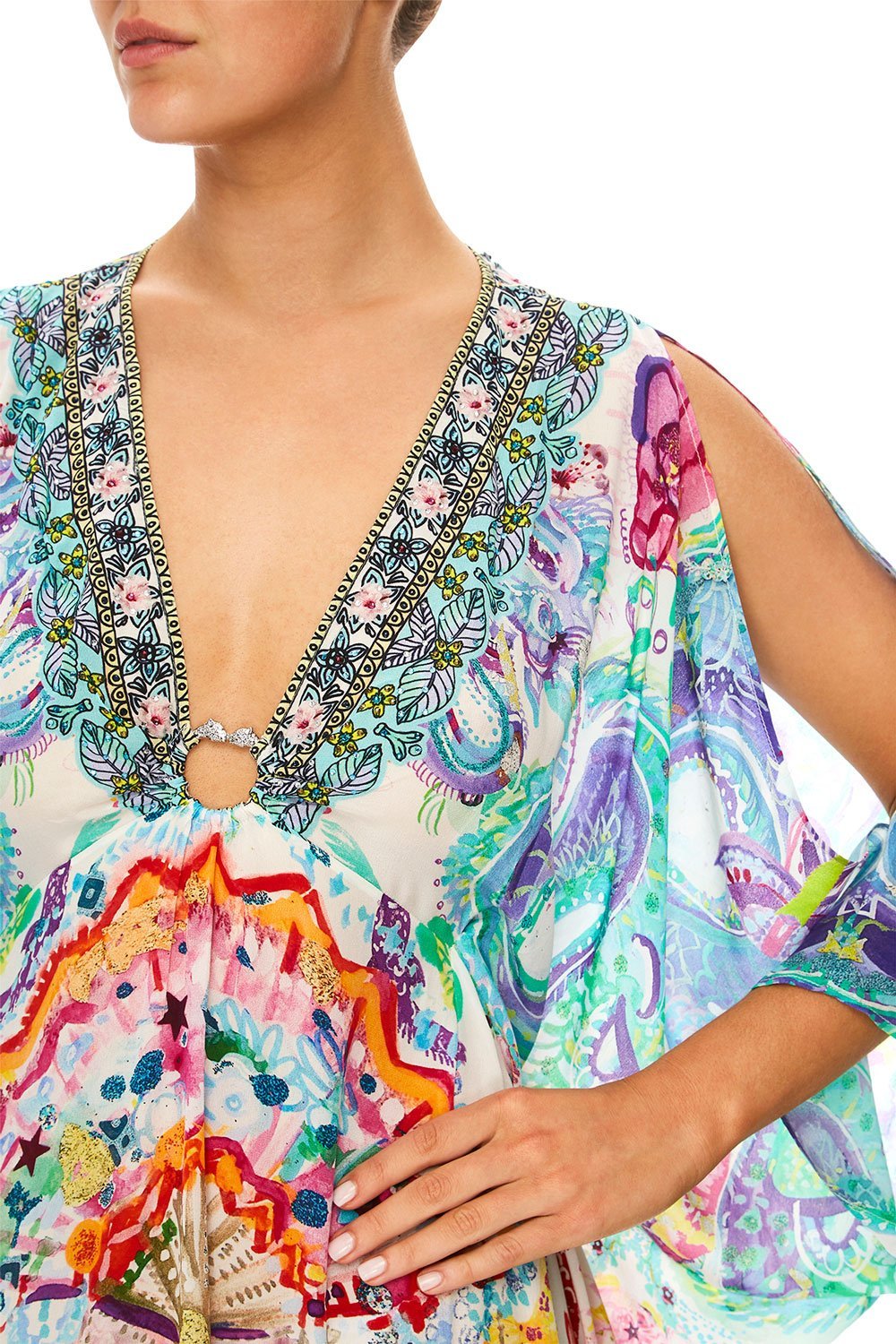 CAMILLA DRAGON DIVINITY SPLIT SLEEVE KAFTAN W/ HARDWARE