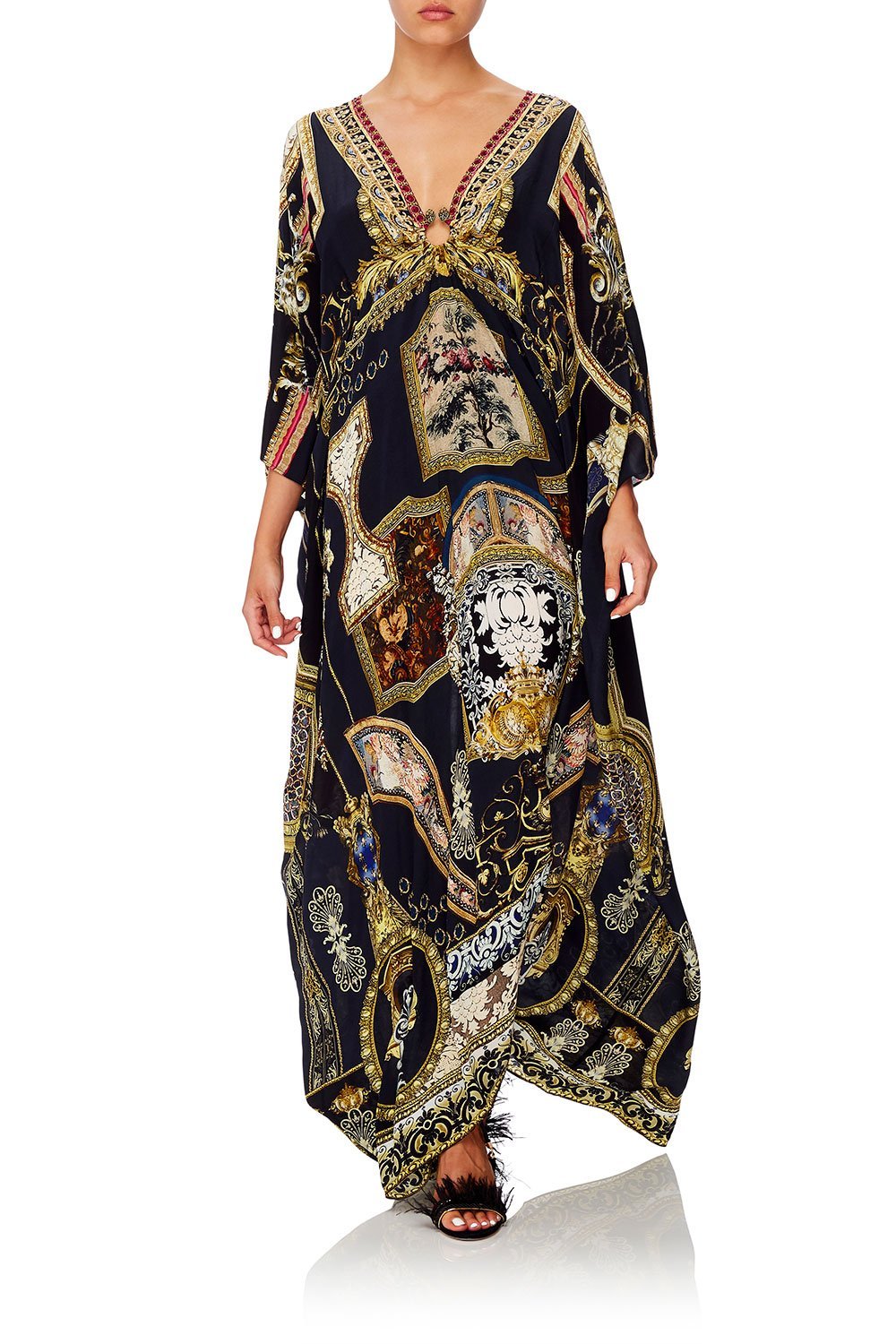 CAMILLA SPLIT SLEEVE KAFTAN WITH HARDWARE MIDNIGHT MEETING