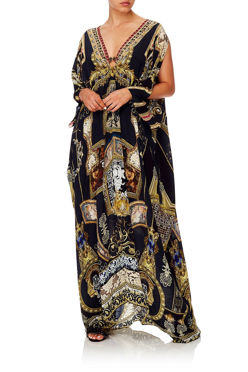 CAMILLA SPLIT SLEEVE KAFTAN WITH HARDWARE MIDNIGHT MEETING