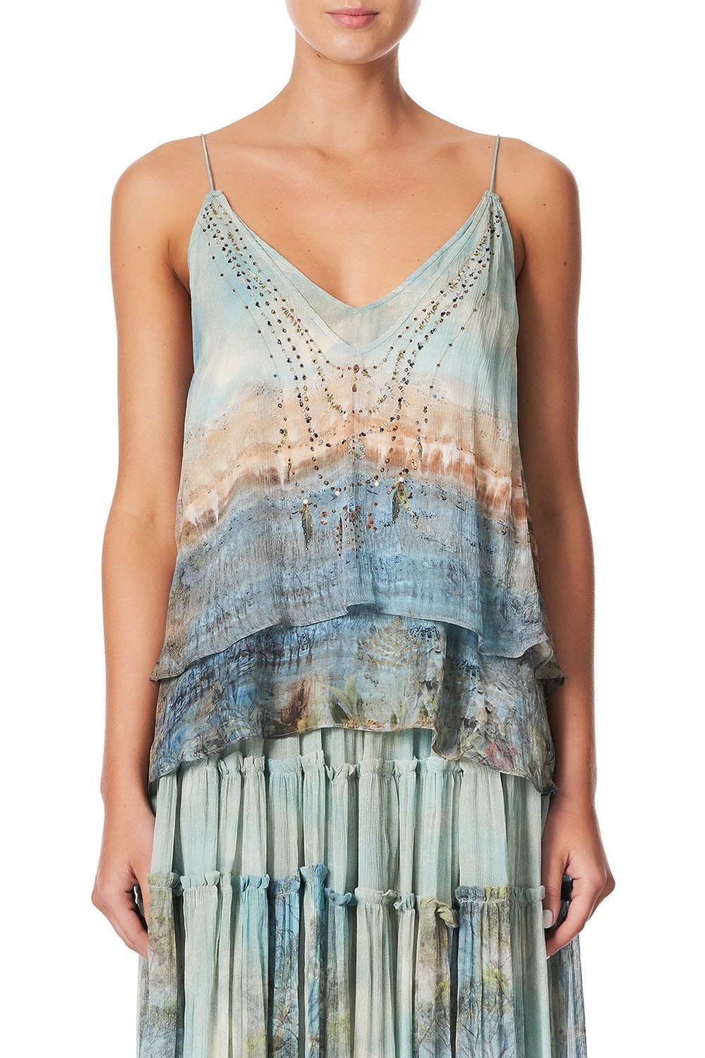 STRAP TOP WITH SHEER UNDERLAY COUNTRY DIARIES