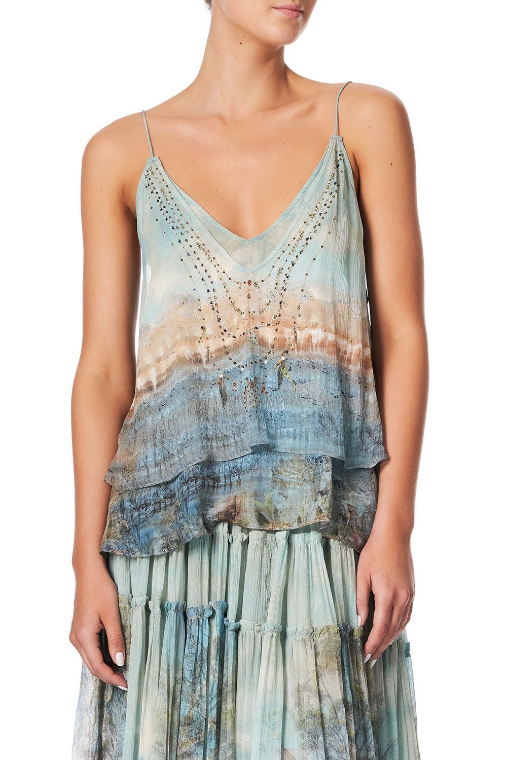 STRAP TOP WITH SHEER UNDERLAY COUNTRY DIARIES