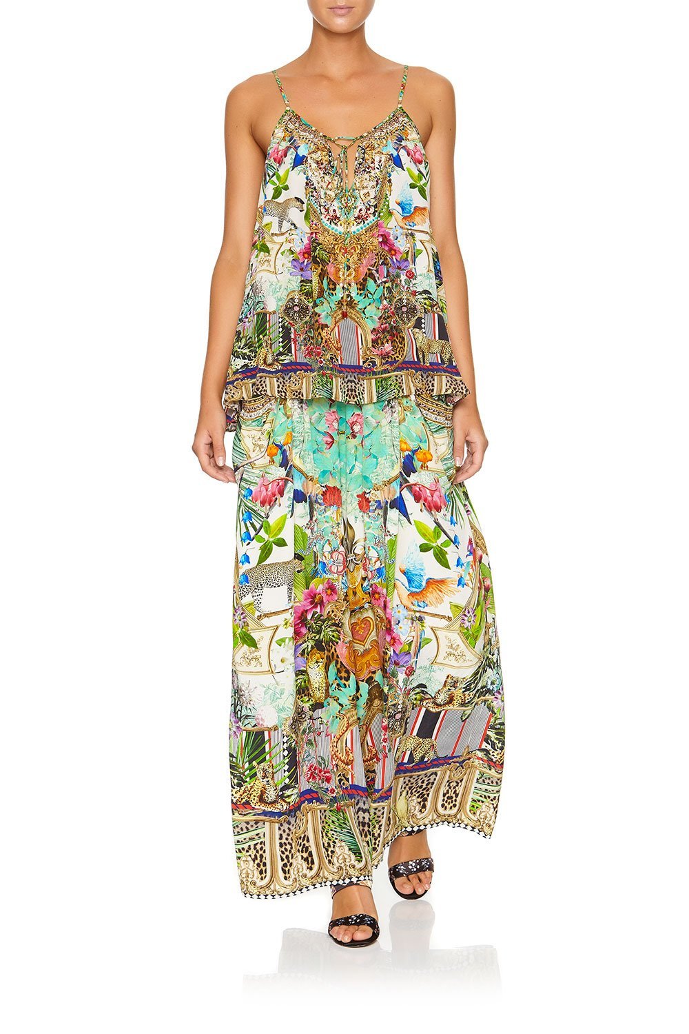 CAMILLA STRAP TOP WITH TIE FRONT DETAIL CHAMPAGNE COAST