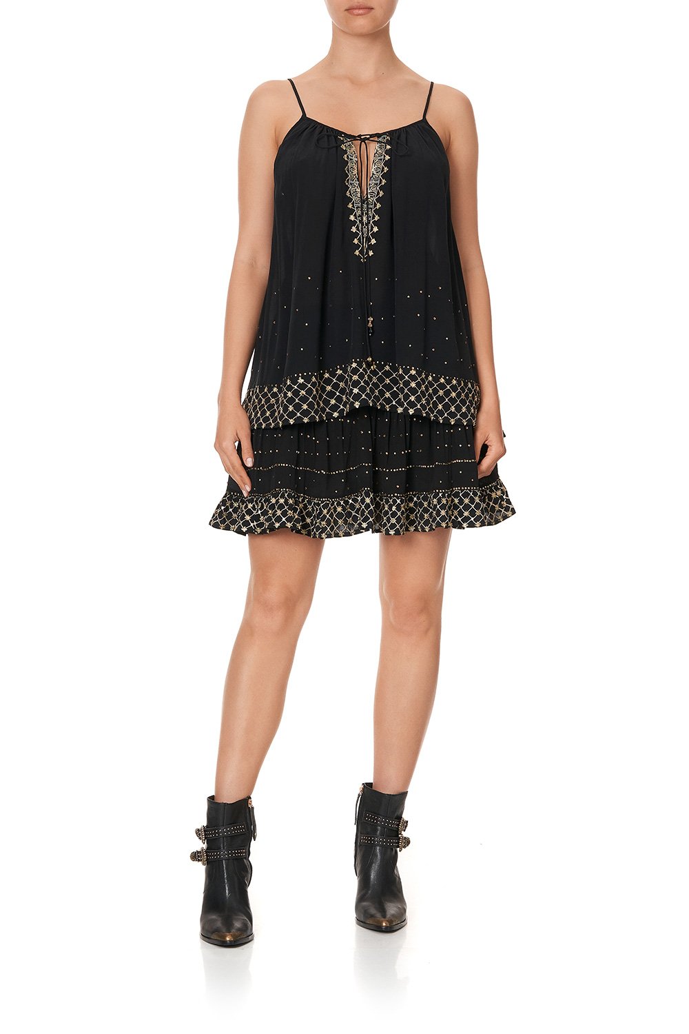 STRAP TOP WITH TIE FRONT DETAIL THE JEWELLED ARROW