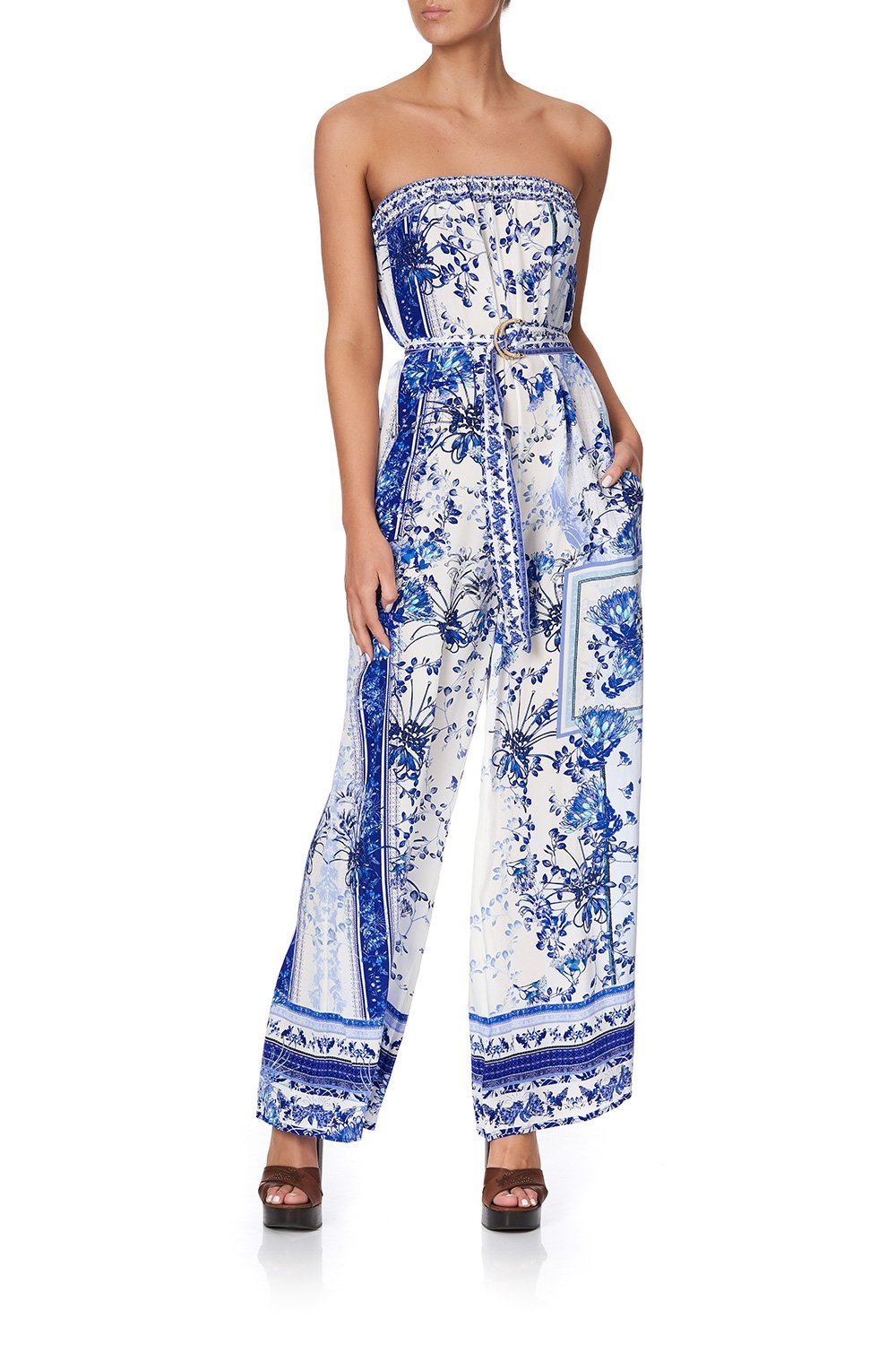 STRAPLESS JUMPSUIT WITH D RING BELT CARDS FROM THE COAST