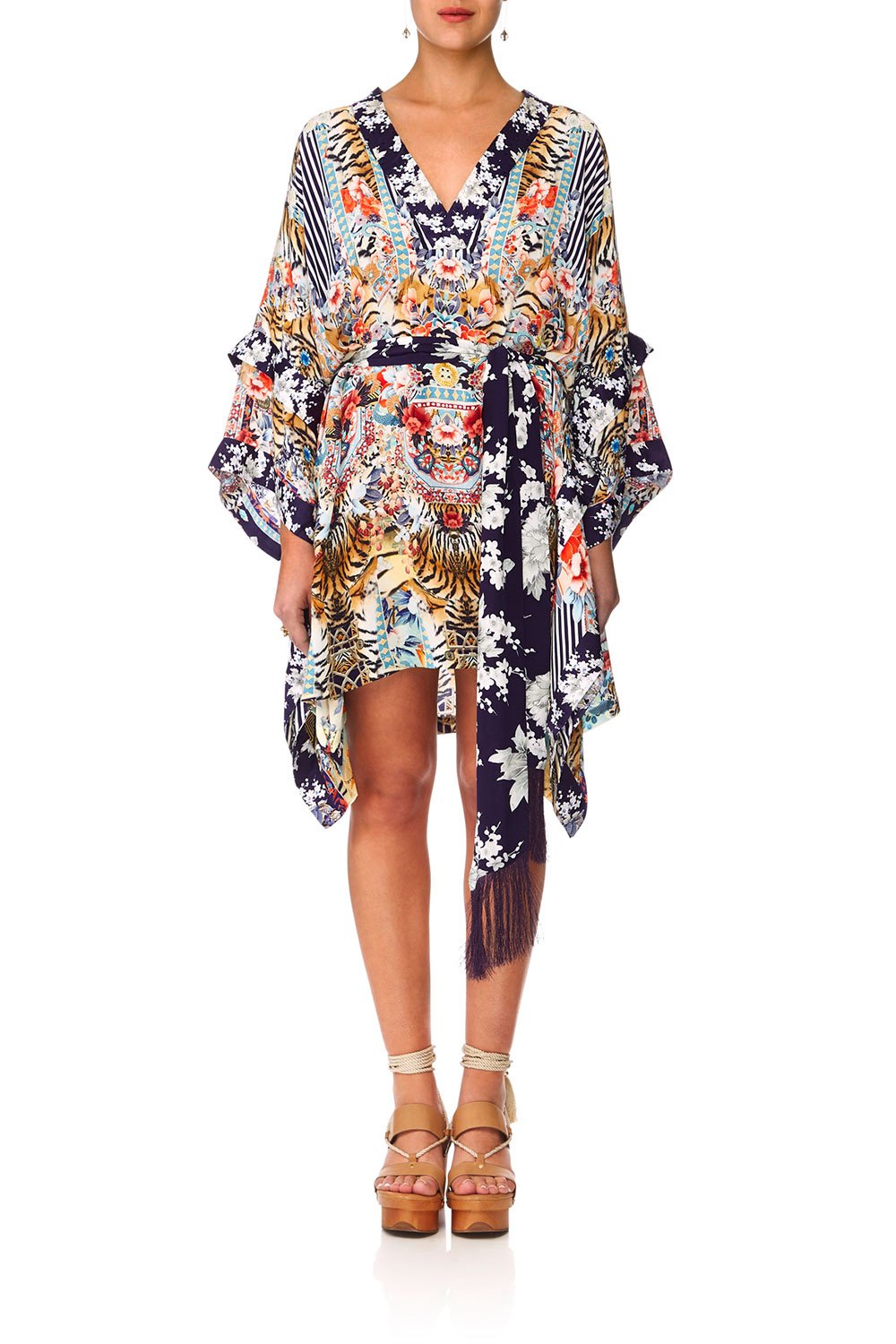 CAMILLA THE LONELY WILD DOUBLE LAYER KIMONO SLEEVE DRESS