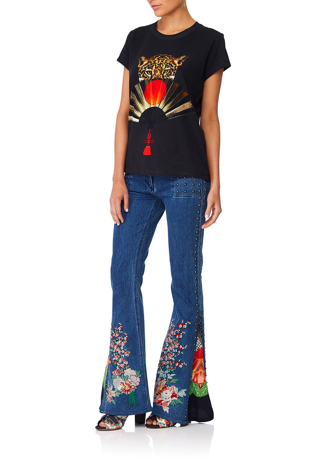 CAMILLA QUEEN OF KINGS FLARED JEAN W CONTRAST PANELS
