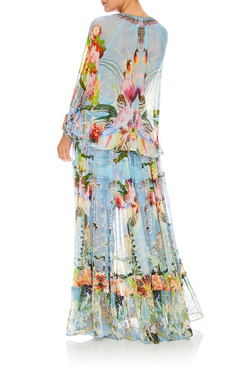 CAMILLA THE STILL ABYSS TIE FRONT HIGH LOW HEM BLOUSE