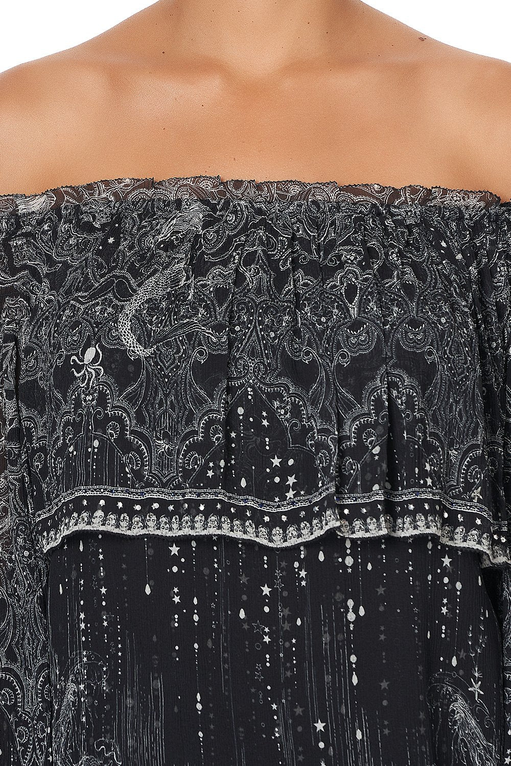 TIERED RUFFLE BLOUSE MIDNIGHT PEARL