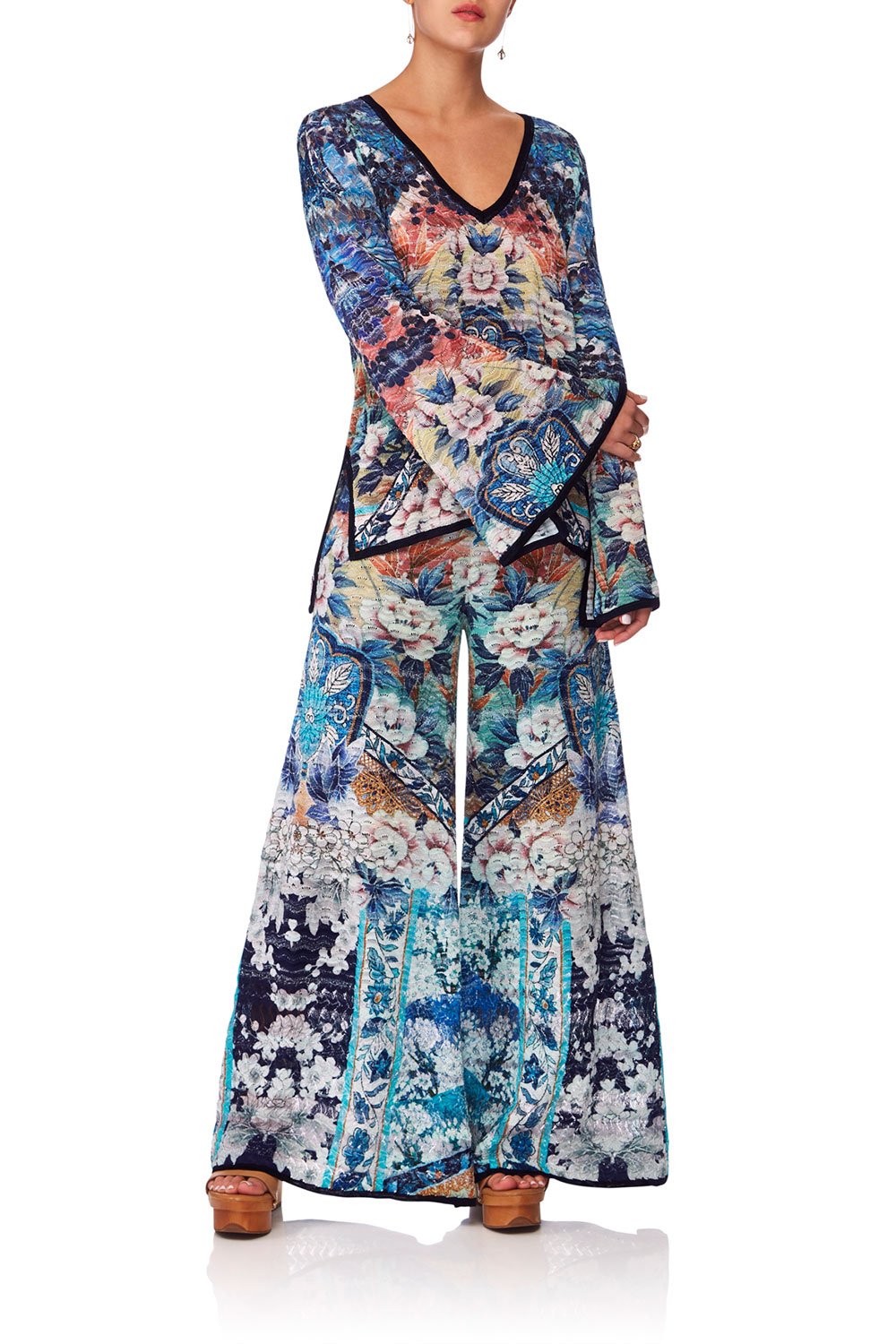 CAMILLA TOKYO TRIBE FANCY STITCH V NECK