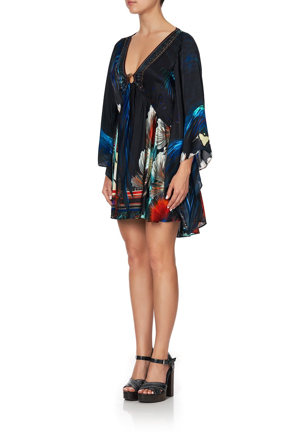U-RING DRESS WITH KIMONO SLEEVE NIGHT FLIGHT