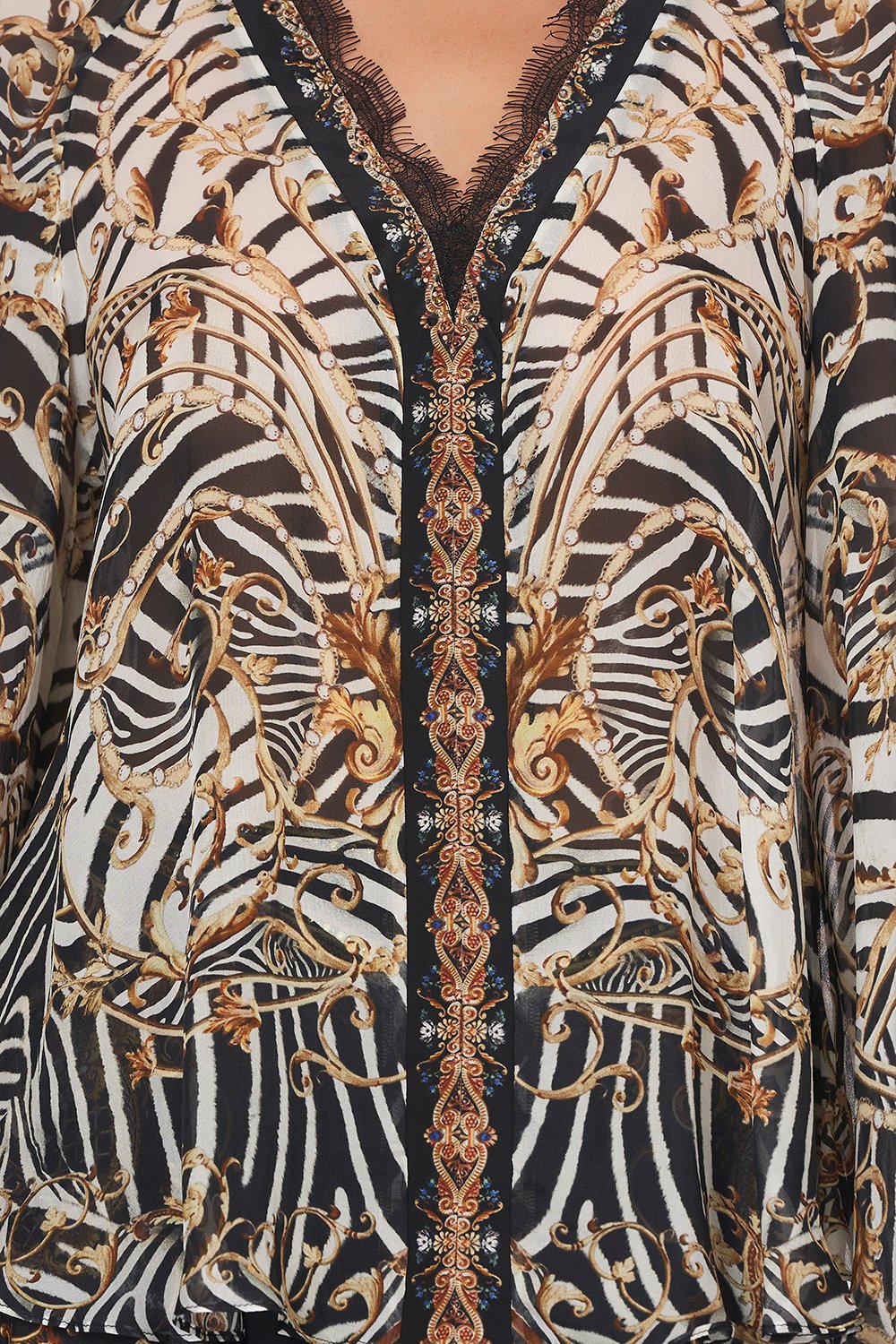 V NECK BLOUSE WITH NECKBAND NIGHT WAITING FOR DAY