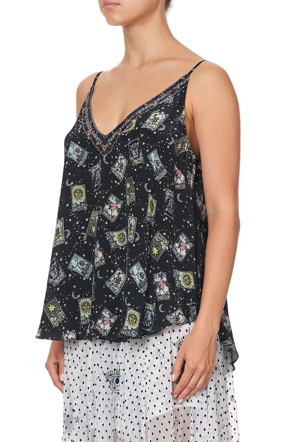 V NECK CAMI MIDNIGHT MOON HOUSE