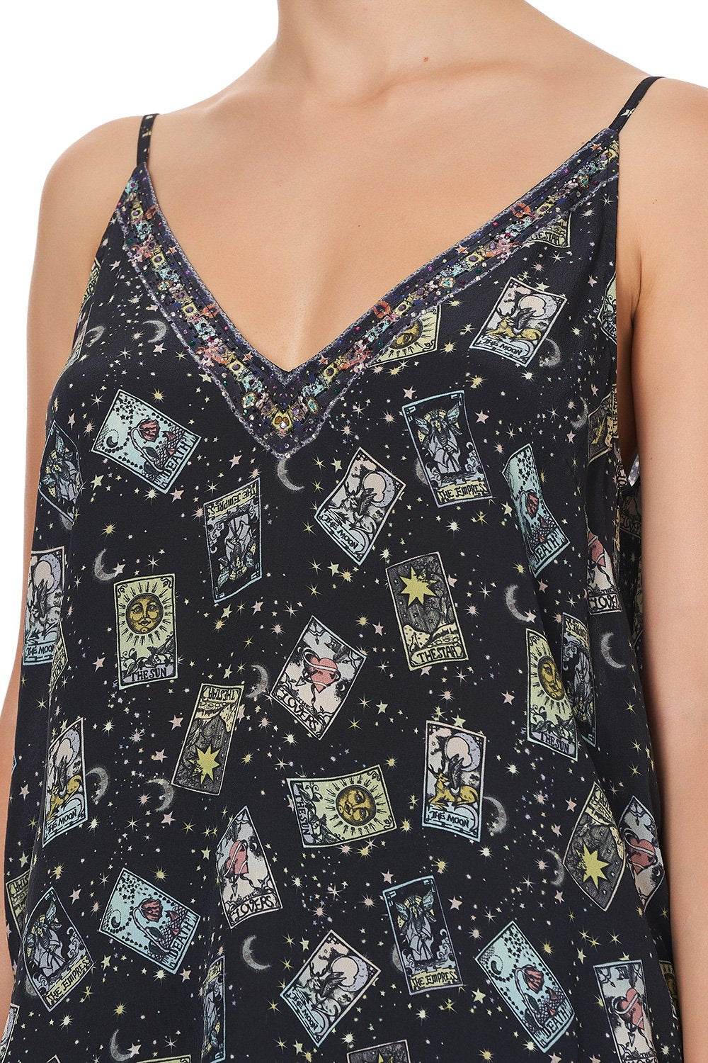 V NECK CAMI MIDNIGHT MOON HOUSE