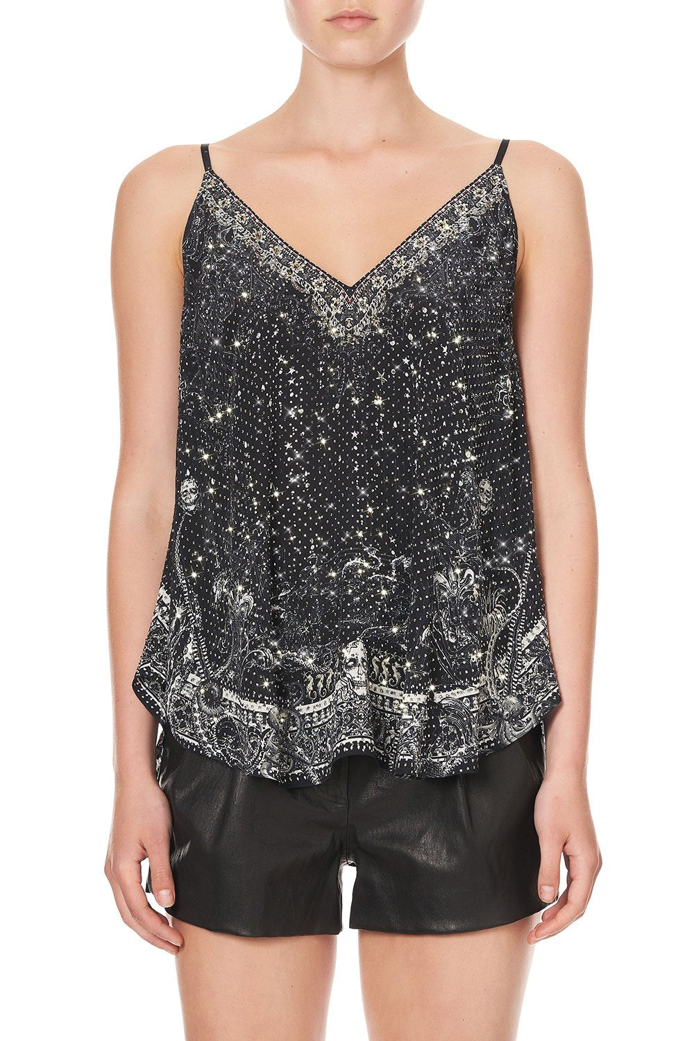 V NECK CAMI MIDNIGHT PEARL