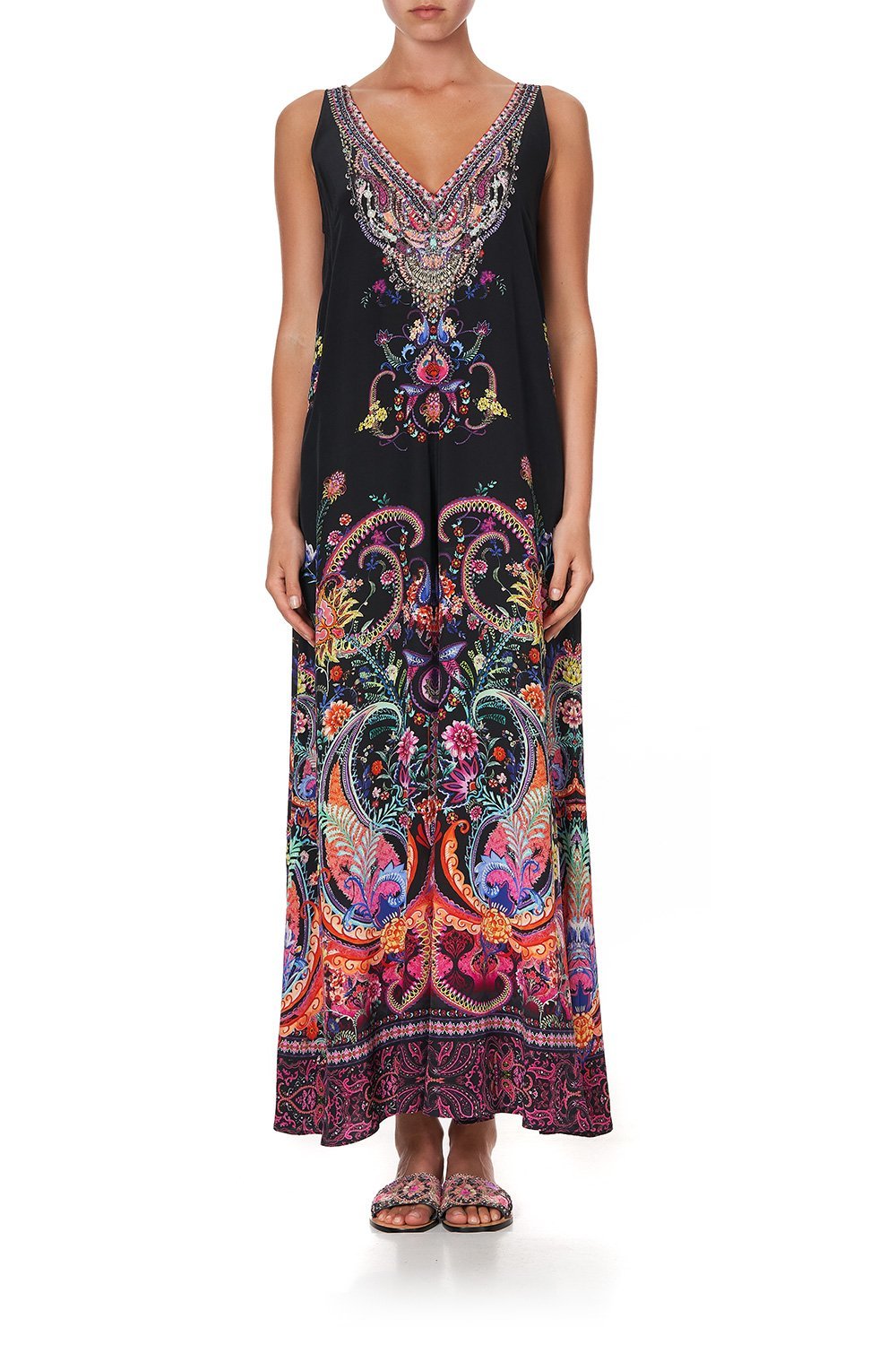 V NECK FLARED JUMPSUIT BOHEMIAN REBELLION