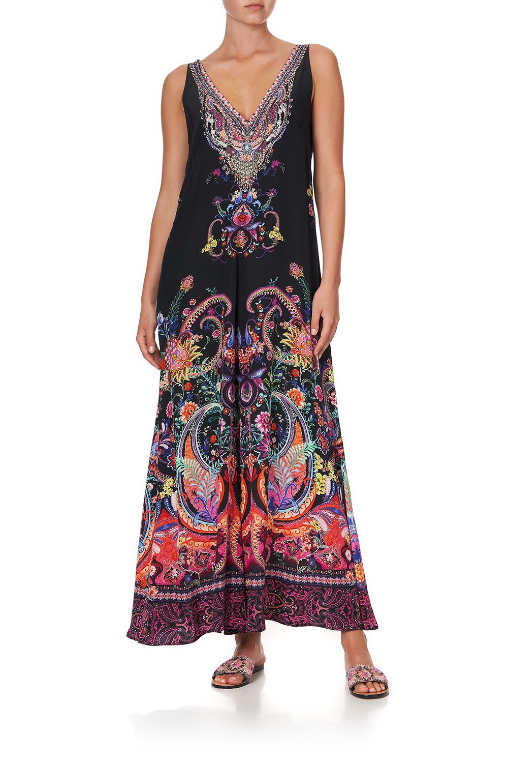 V NECK FLARED JUMPSUIT BOHEMIAN REBELLION
