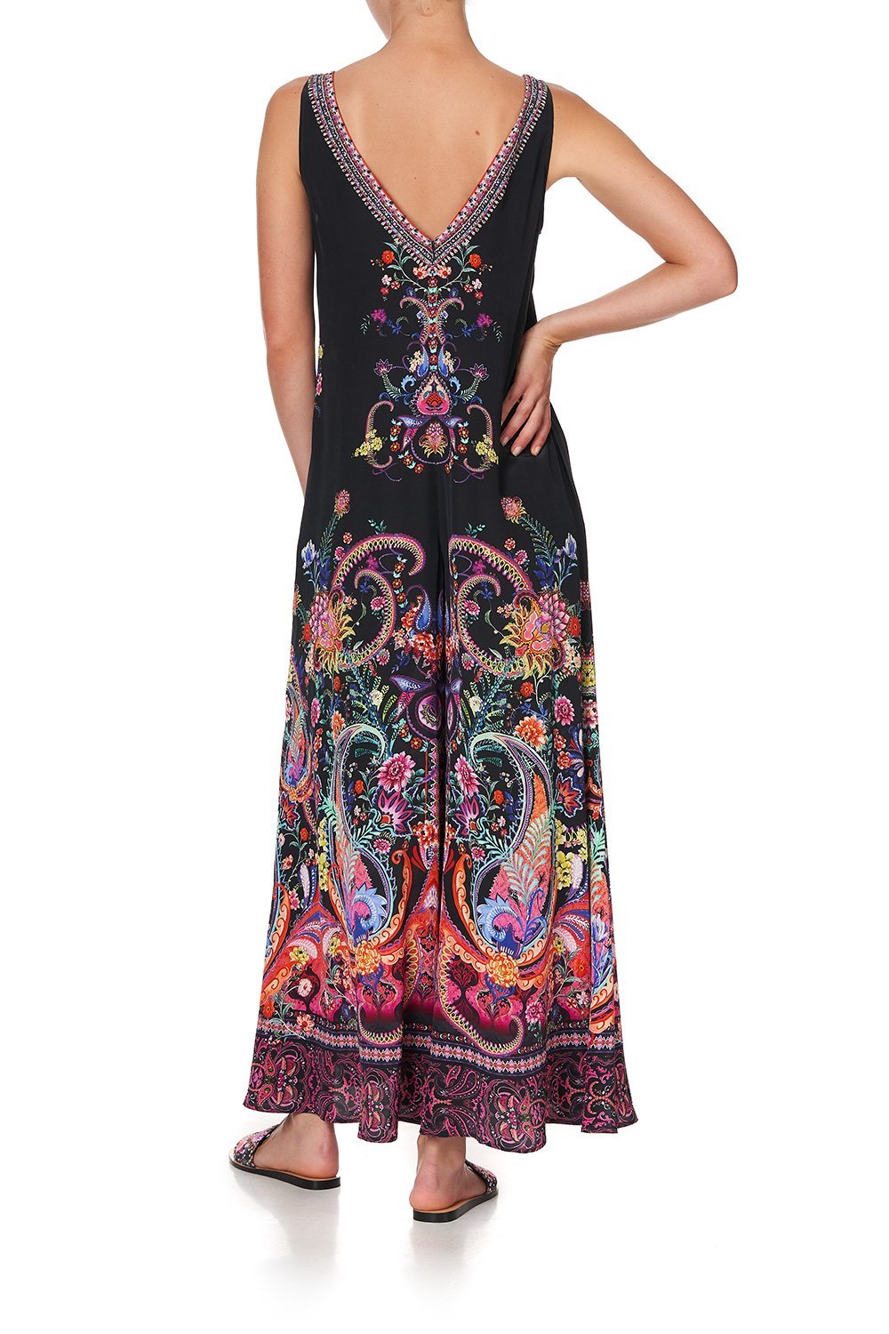 V NECK FLARED JUMPSUIT BOHEMIAN REBELLION