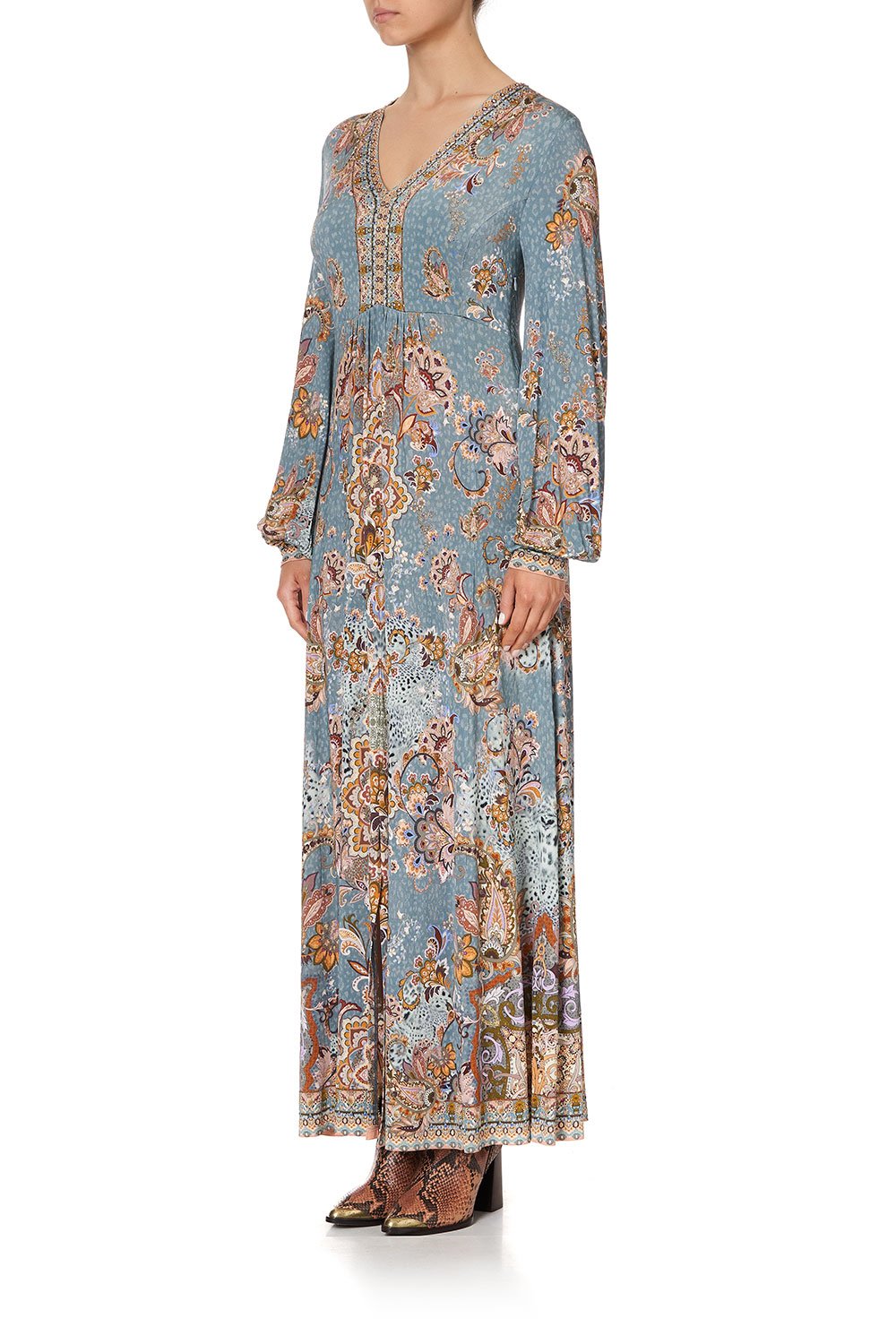 V NECK JERSEY DRESS WITH TUCK DETAIL LE PALAIS DU ZAHIR