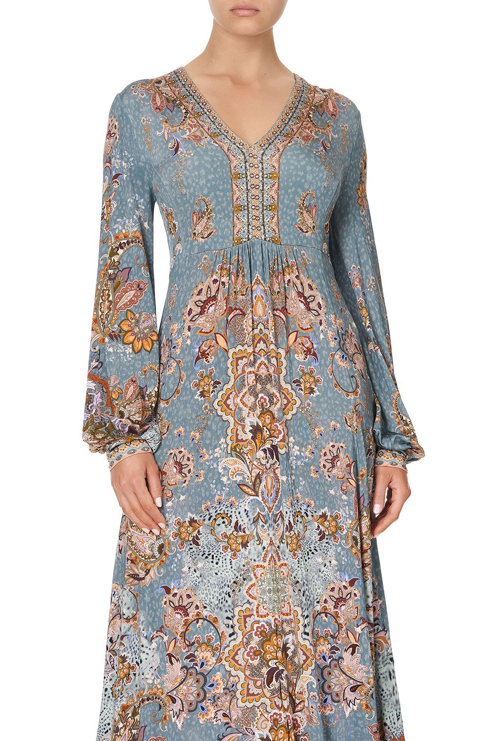 V NECK JERSEY DRESS WITH TUCK DETAIL LE PALAIS DU ZAHIR