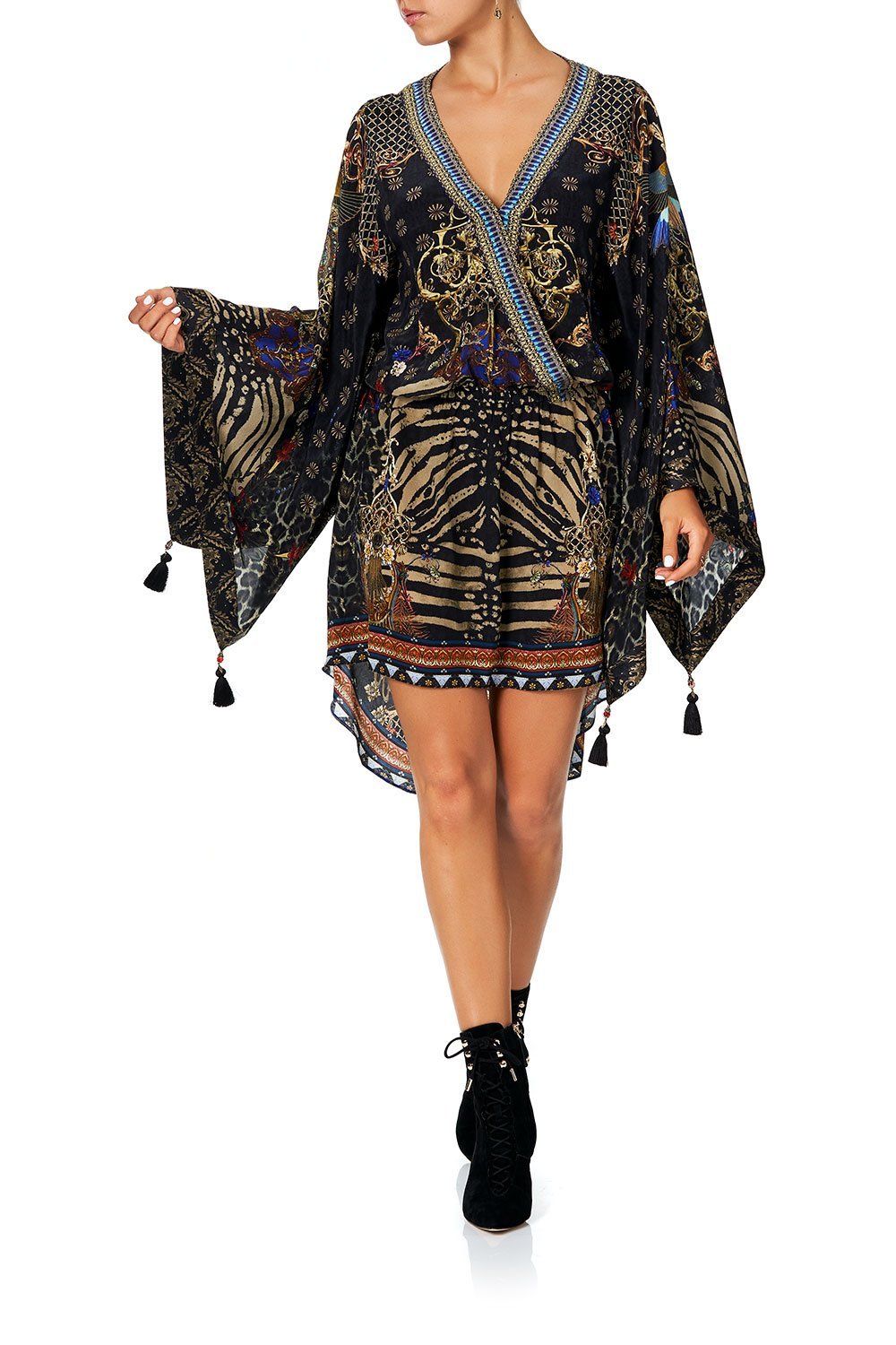 CAMILLA V NECK KIMONO DRESS WITH TIE THE NIGHT WE MET