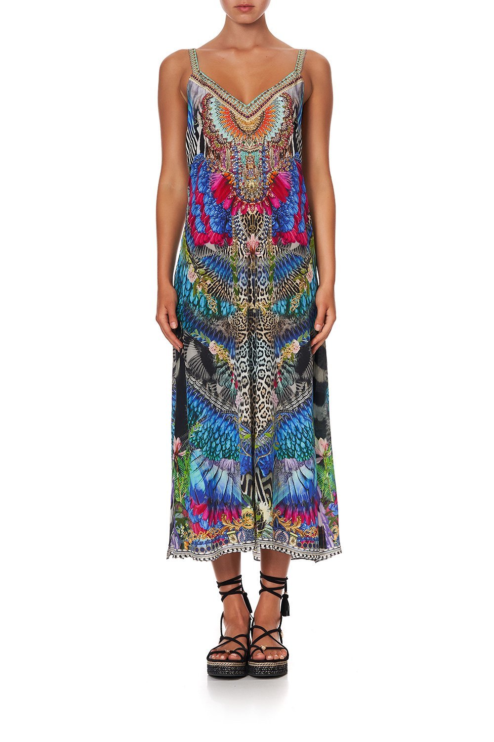 V NECK MIDI SLIP DRESS CAFE NAIROBI